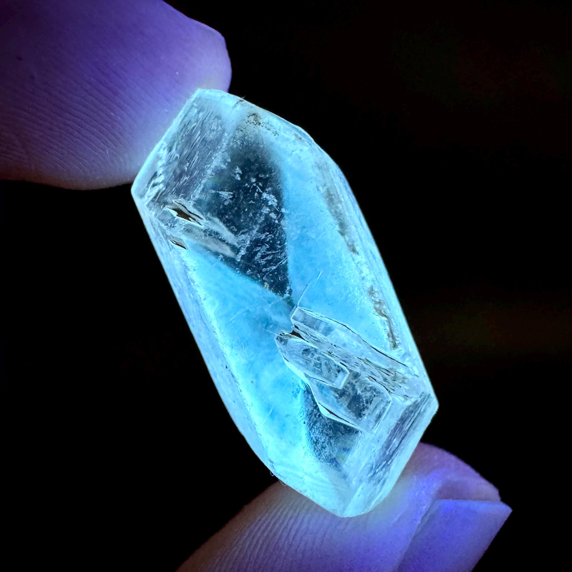 Hourglass Selenite | Phosphorescent UV Reactive Gypsum Crystal from Canada