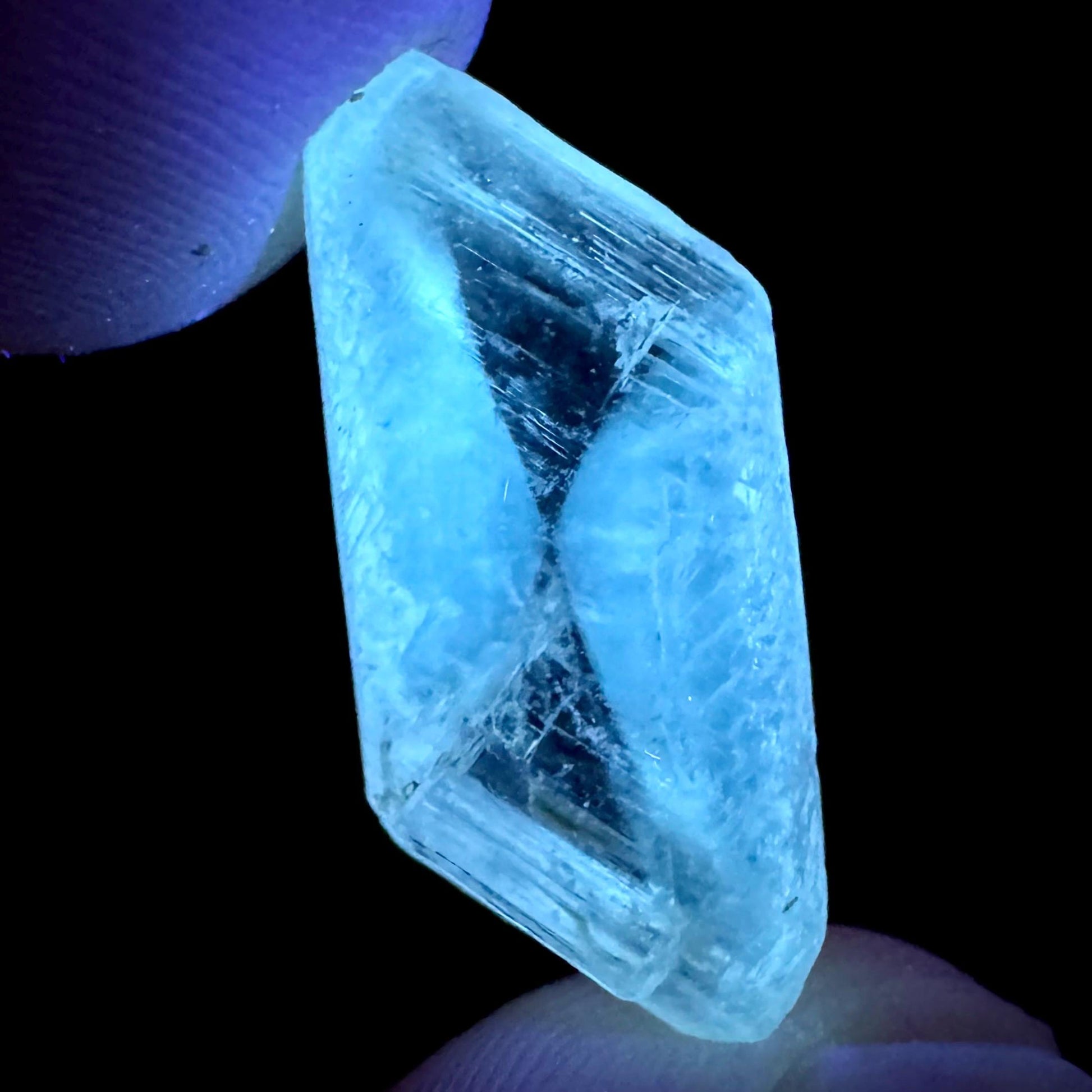 Hourglass Selenite | Phosphorescent UV Reactive Gypsum Crystal from Canada