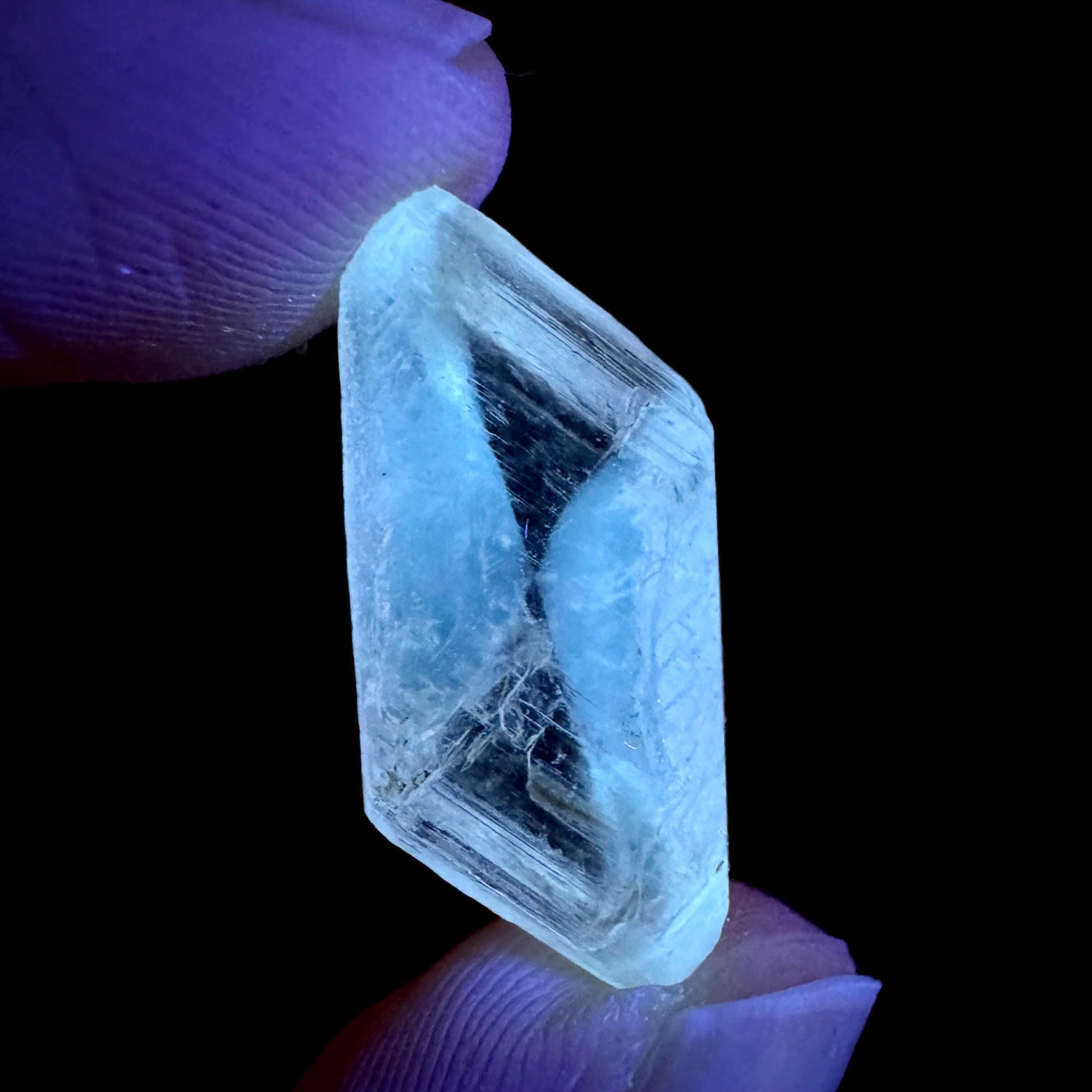 Hourglass Selenite | Phosphorescent UV Reactive Gypsum Crystal from Canada