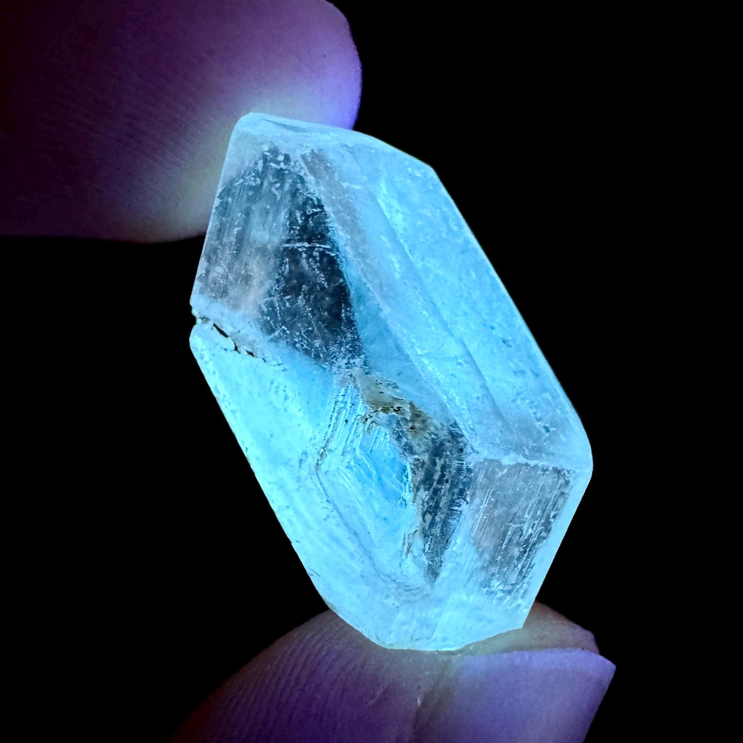 Hourglass Selenite | Phosphorescent UV Reactive Gypsum Crystal from Canada