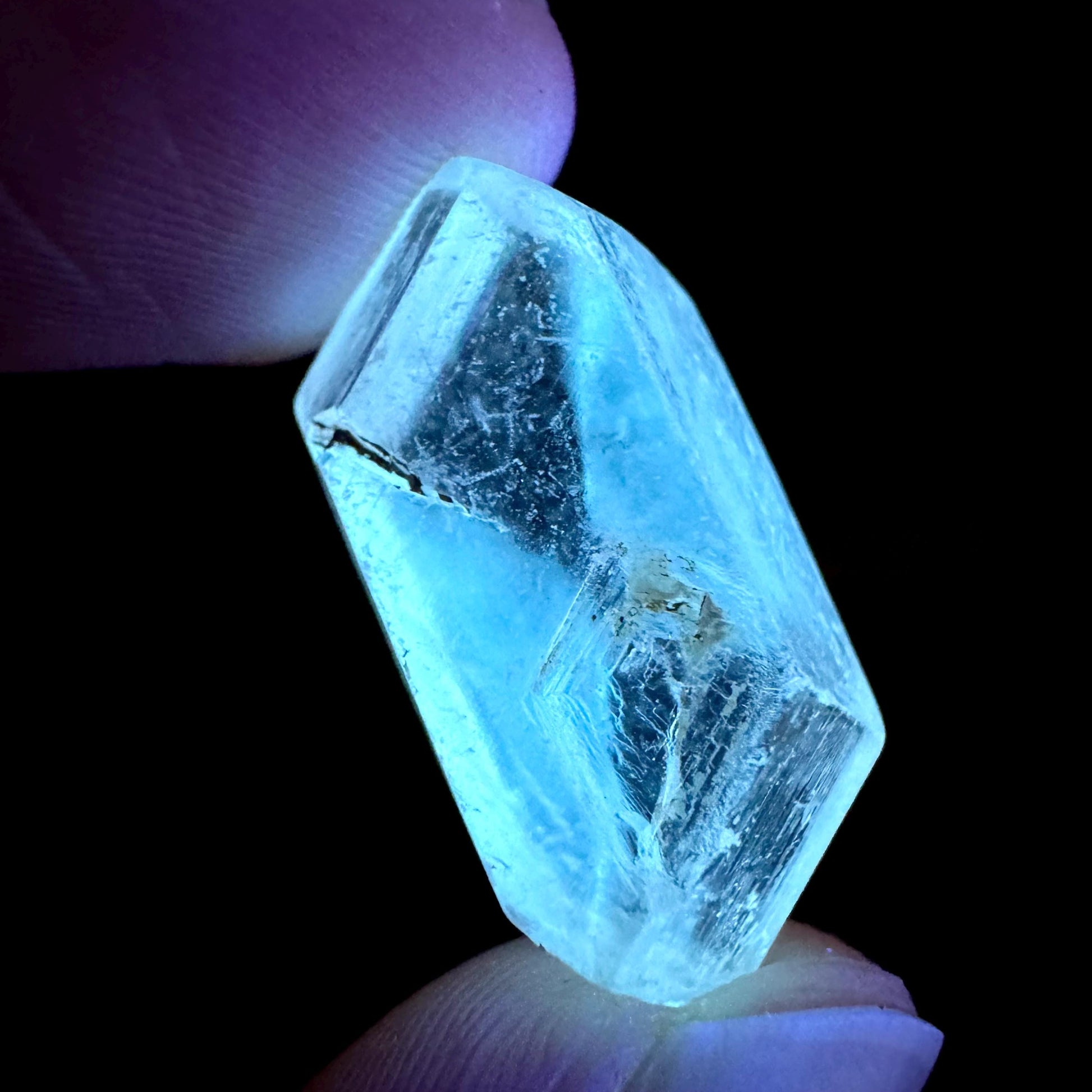 Hourglass Selenite | Phosphorescent UV Reactive Gypsum Crystal from Canada