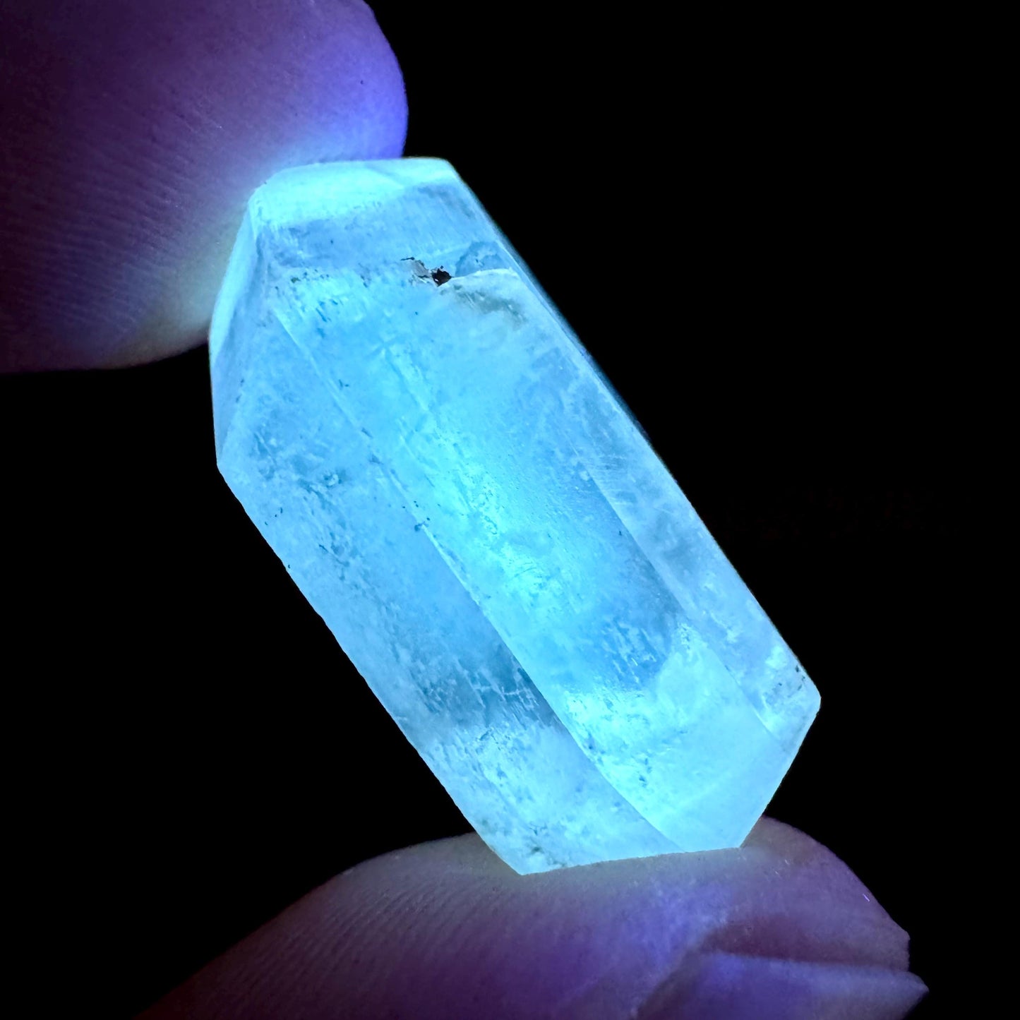Hourglass Selenite | Phosphorescent UV Reactive Gypsum Crystal from Canada