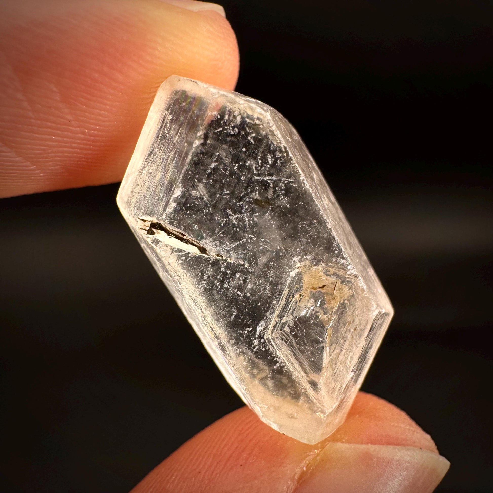 Hourglass Selenite | Phosphorescent UV Reactive Gypsum Crystal from Canada