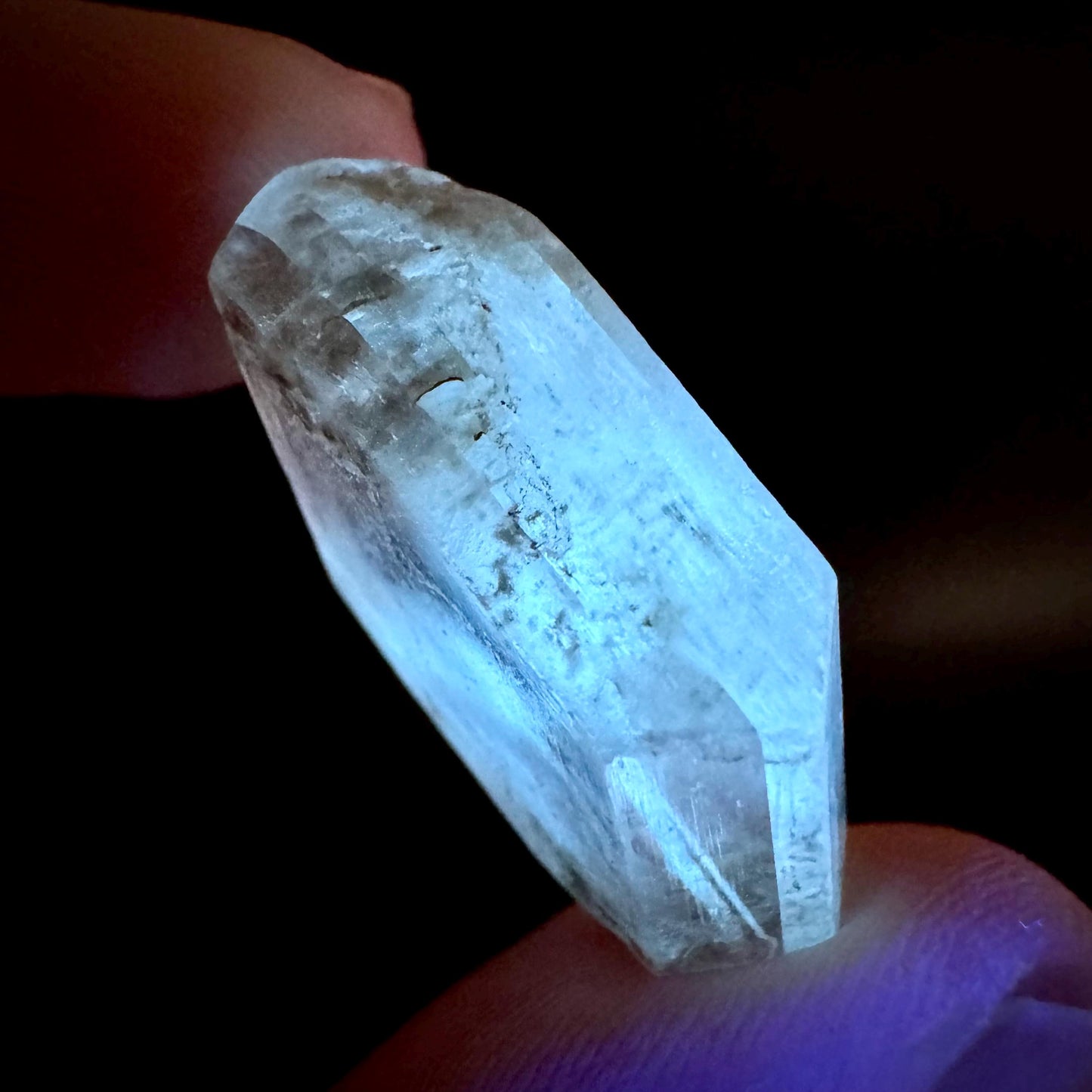 Hourglass Selenite | Phosphorescent UV Reactive Gypsum Crystal from Canada