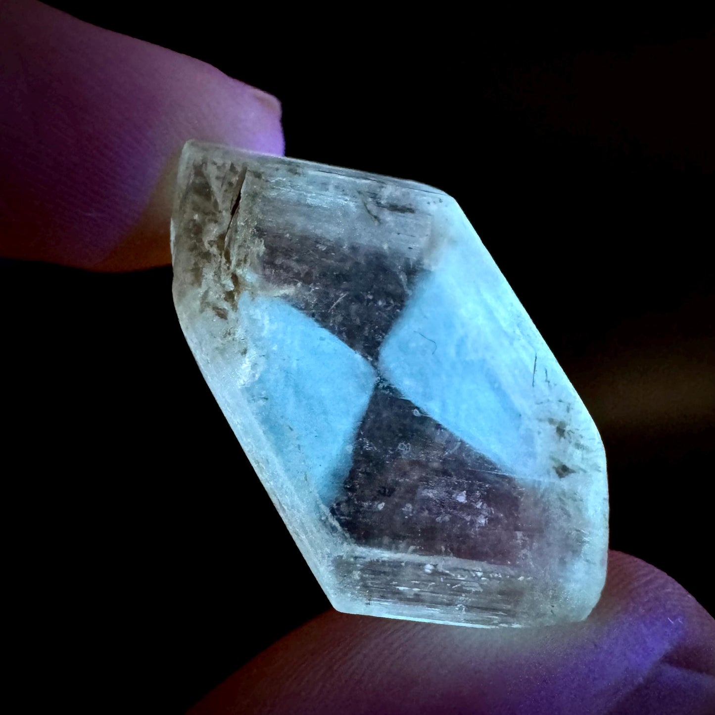Hourglass Selenite | Phosphorescent UV Reactive Gypsum Crystal from Canada