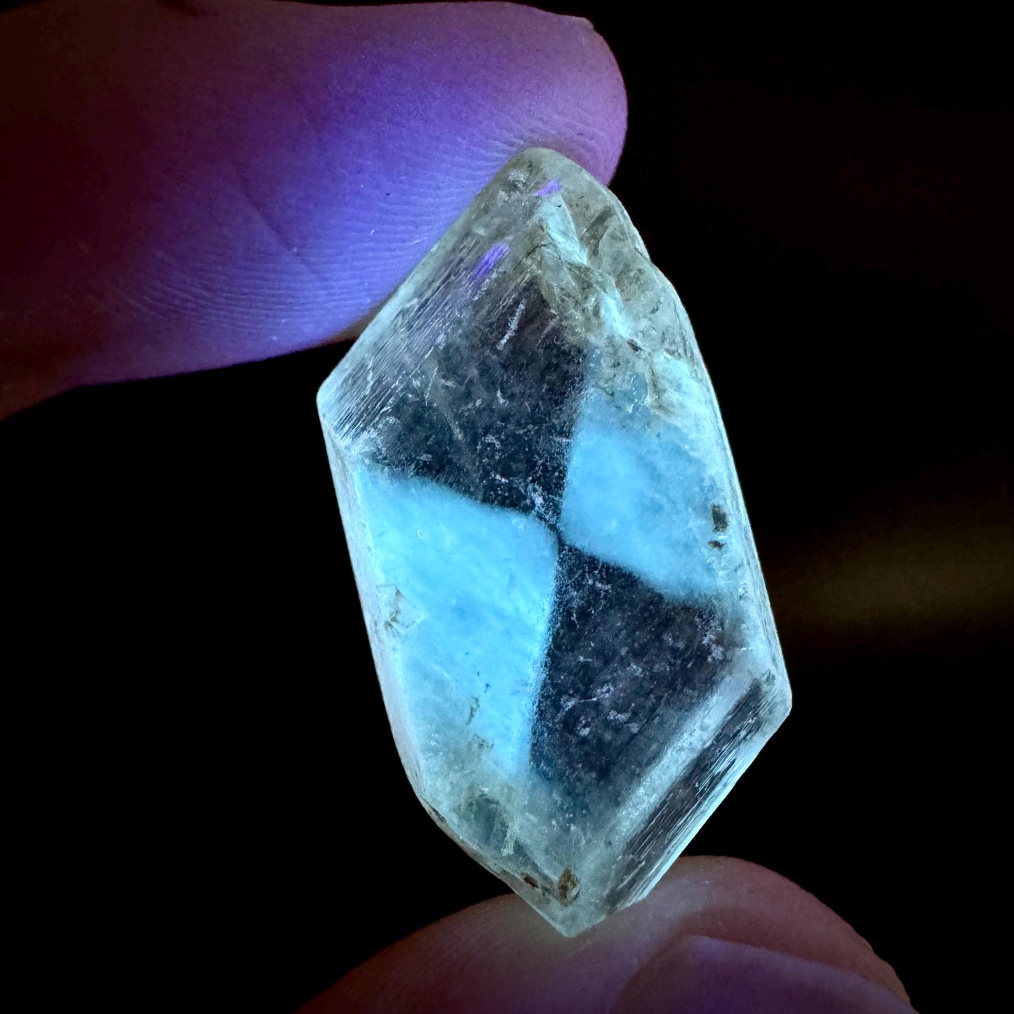 Hourglass Selenite | Phosphorescent UV Reactive Gypsum Crystal from Canada