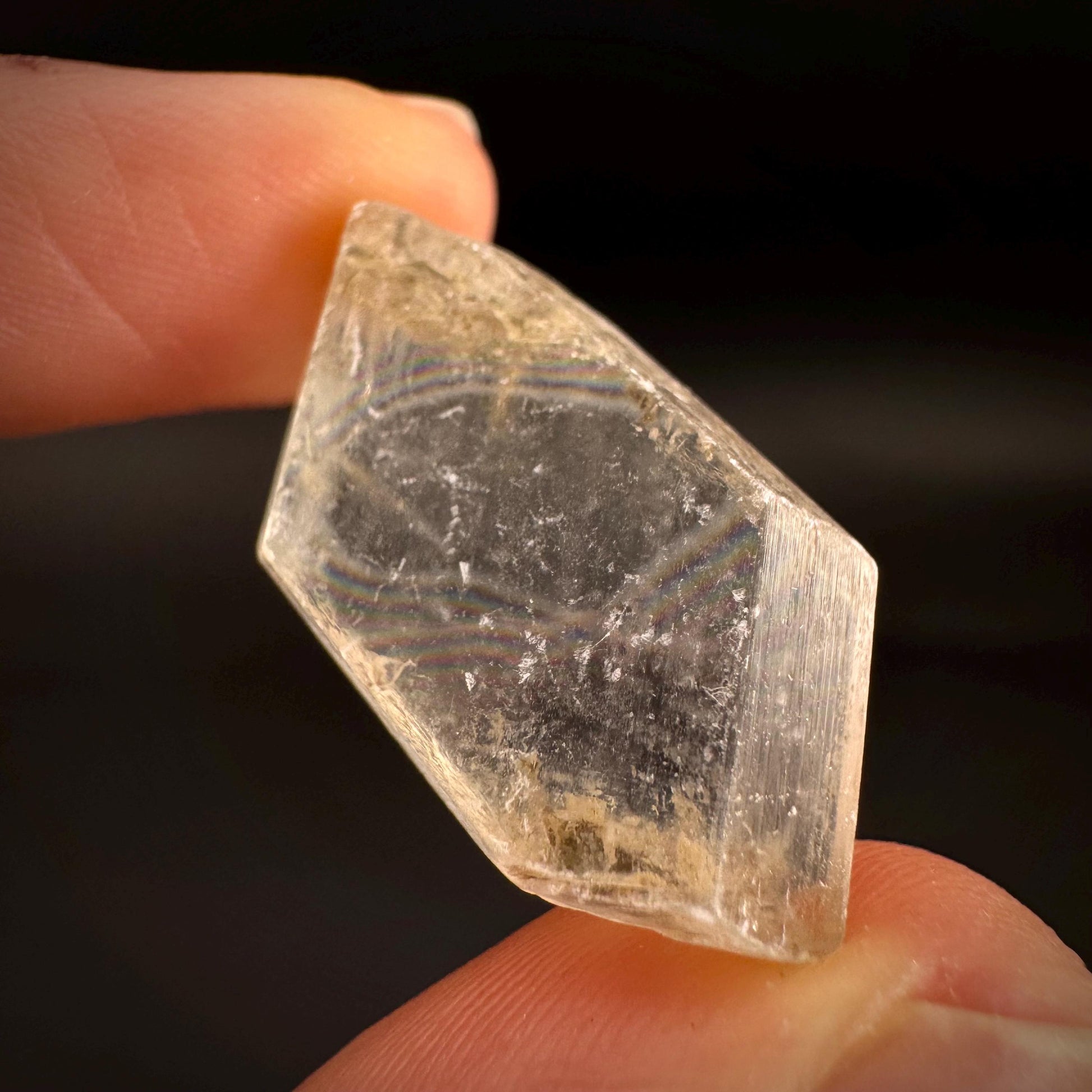 Hourglass Selenite | Phosphorescent UV Reactive Gypsum Crystal from Canada