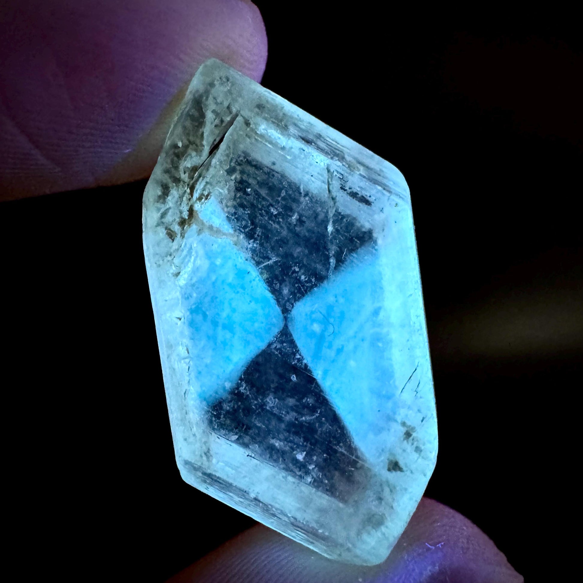 Hourglass Selenite | Phosphorescent UV Reactive Gypsum Crystal from Canada