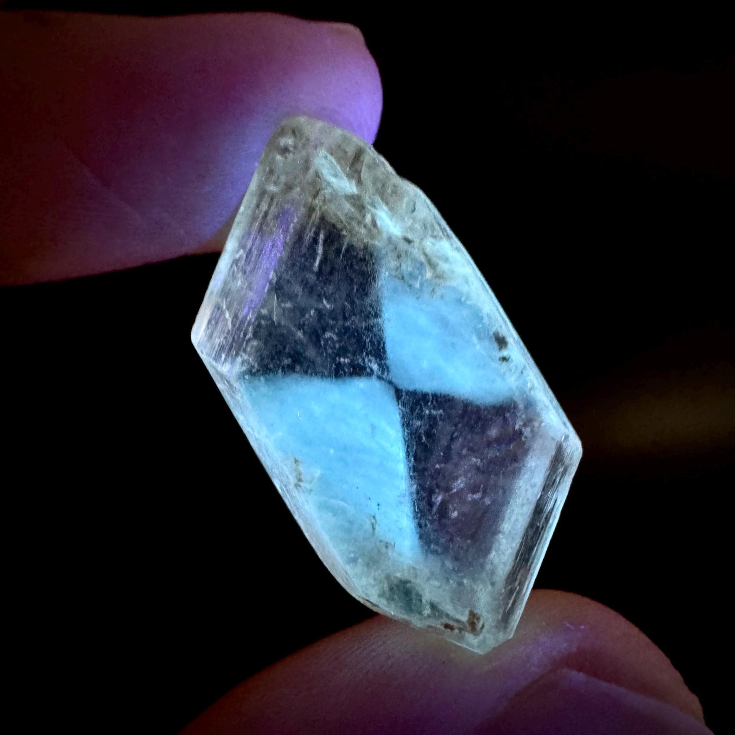 Hourglass Selenite | Phosphorescent UV Reactive Gypsum Crystal from Canada