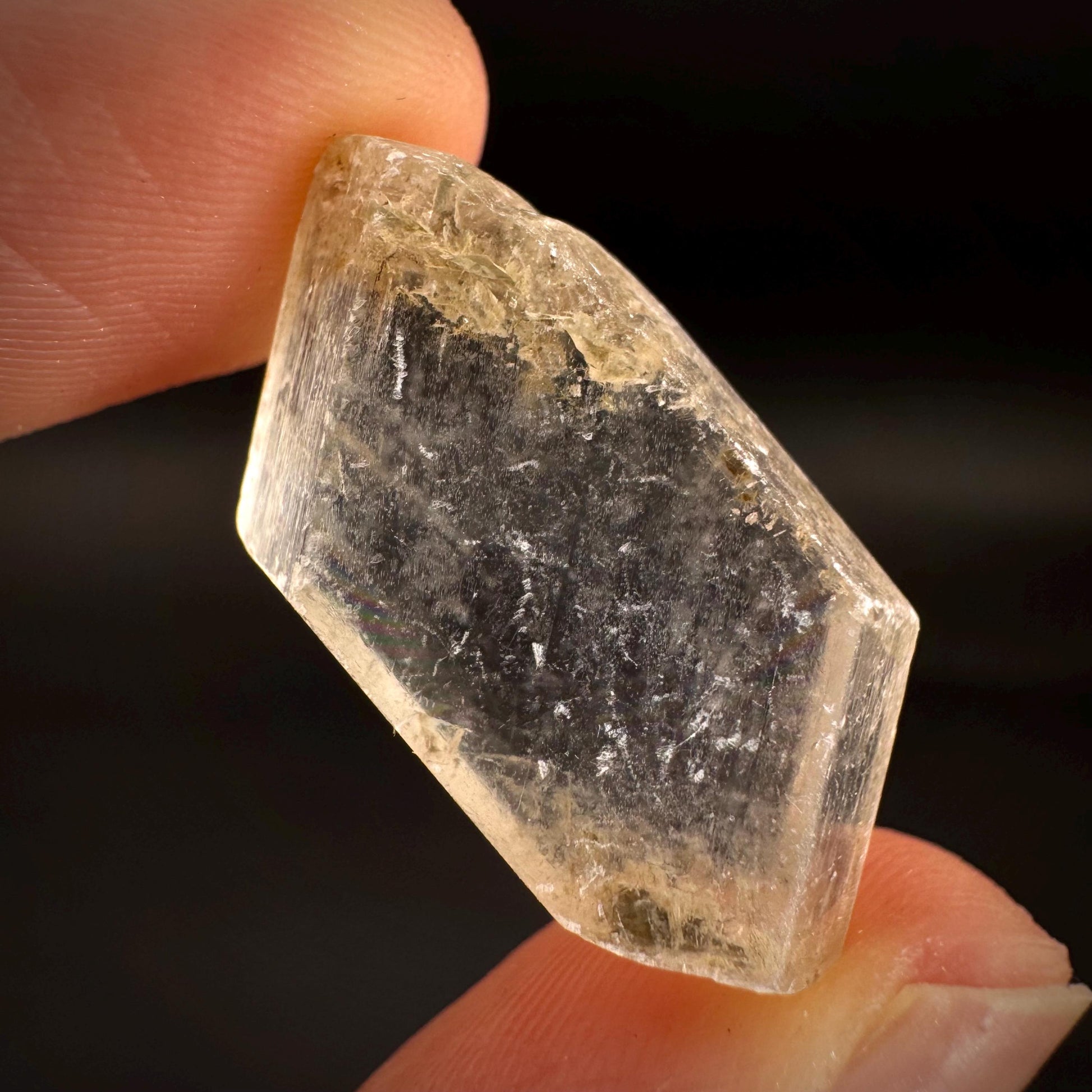 Hourglass Selenite | Phosphorescent UV Reactive Gypsum Crystal from Canada