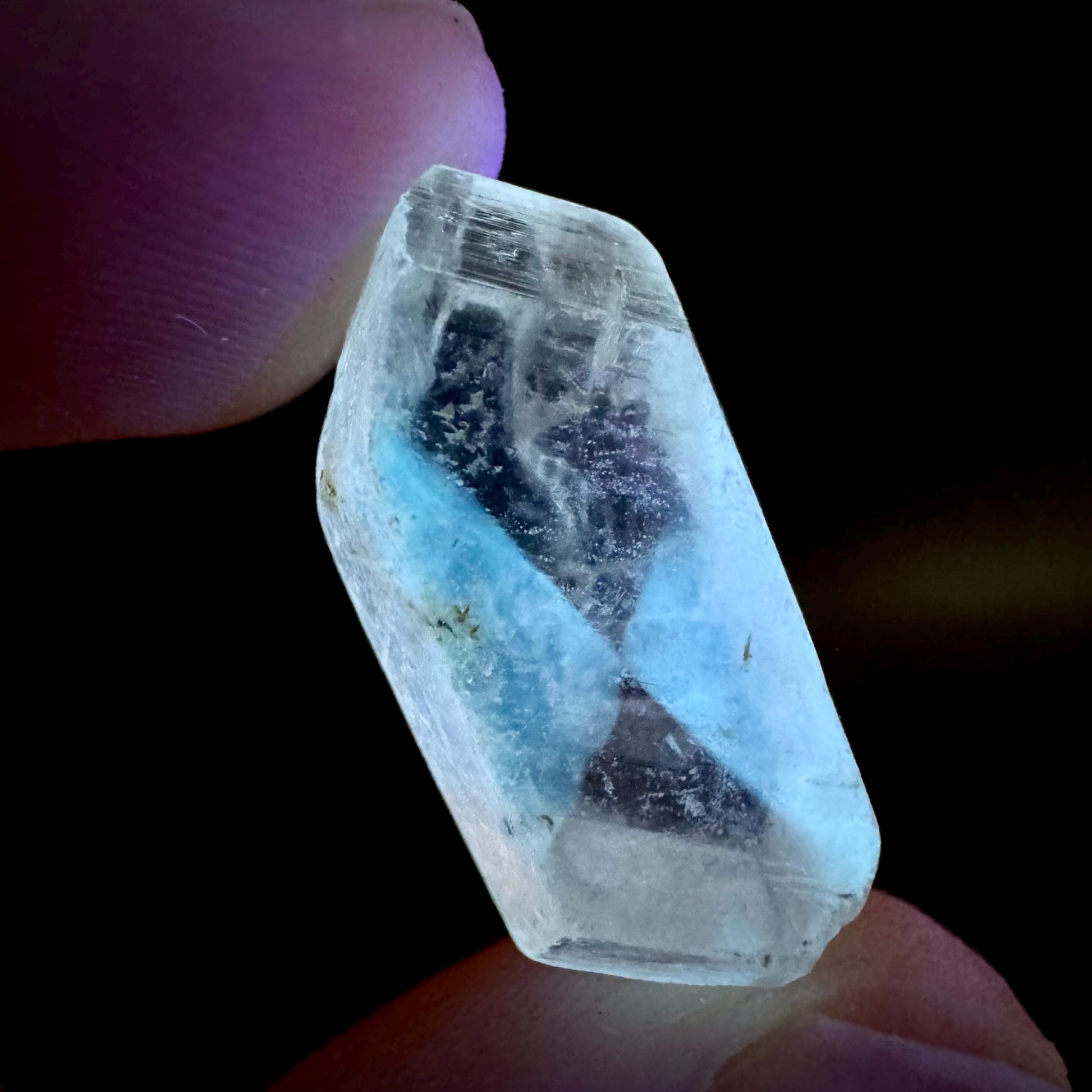 Hourglass Selenite | Phosphorescent UV Reactive Gypsum Crystal from Canada
