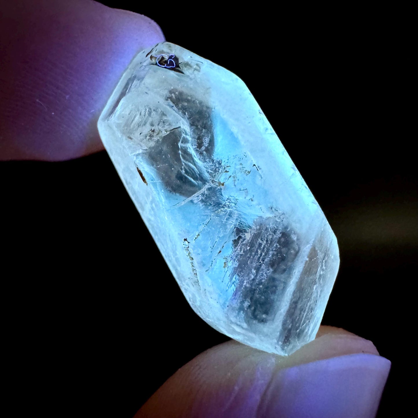 Hourglass Selenite | Phosphorescent UV Reactive Gypsum Crystal from Canada