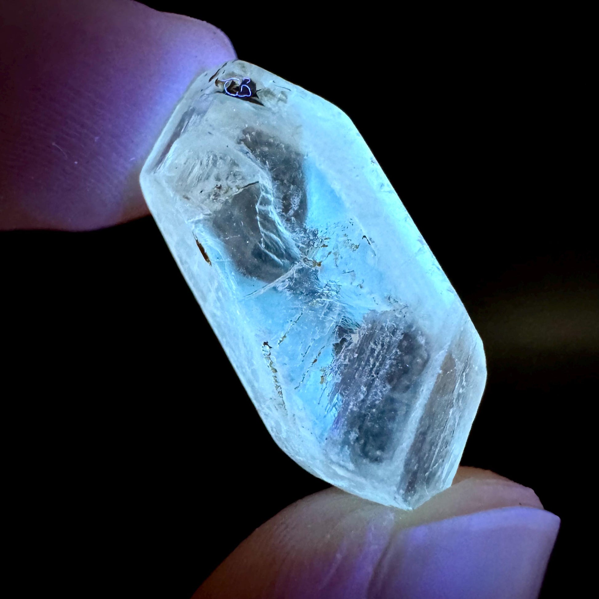 Hourglass Selenite | Phosphorescent UV Reactive Gypsum Crystal from Canada