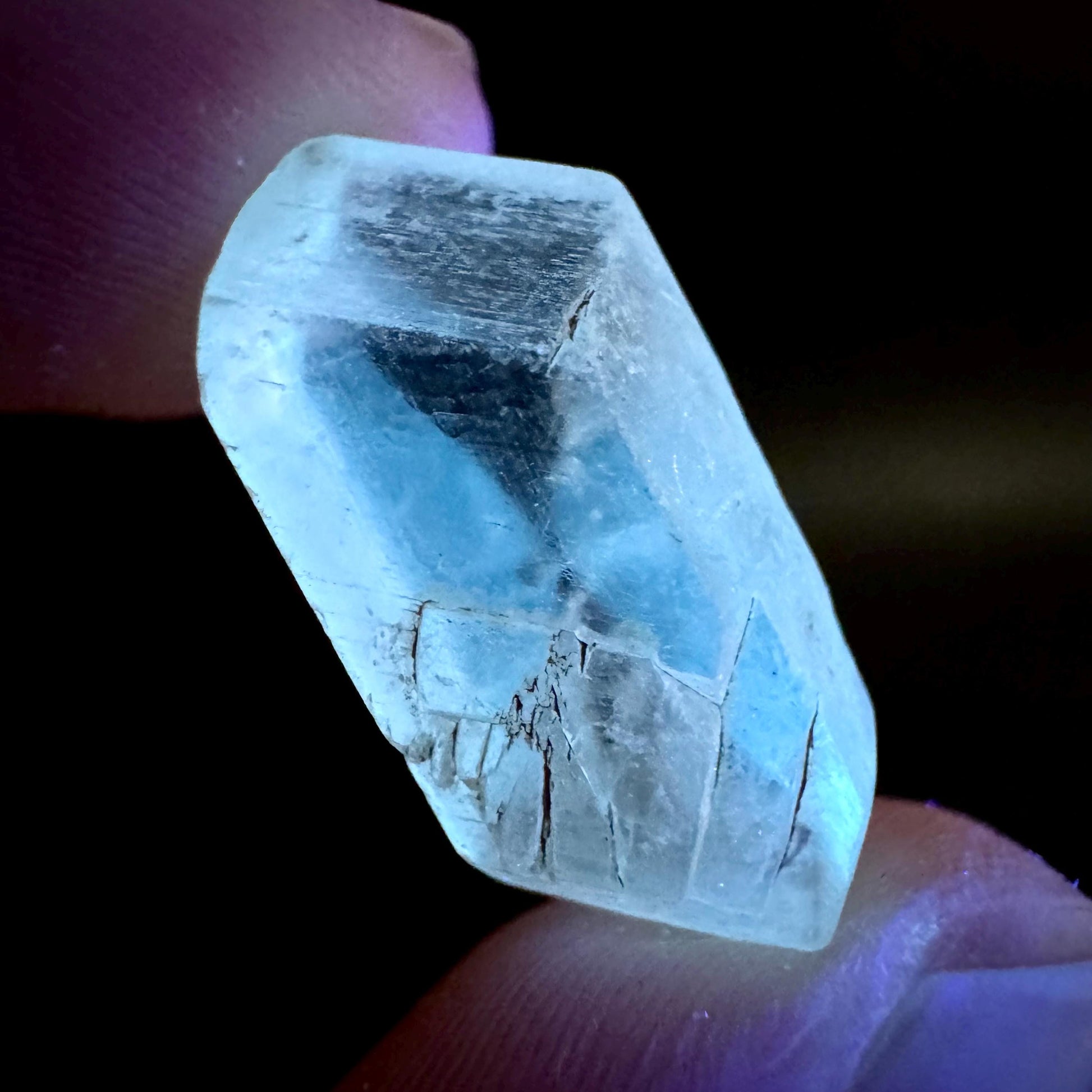 Hourglass Selenite | Phosphorescent UV Reactive Gypsum Crystal from Canada