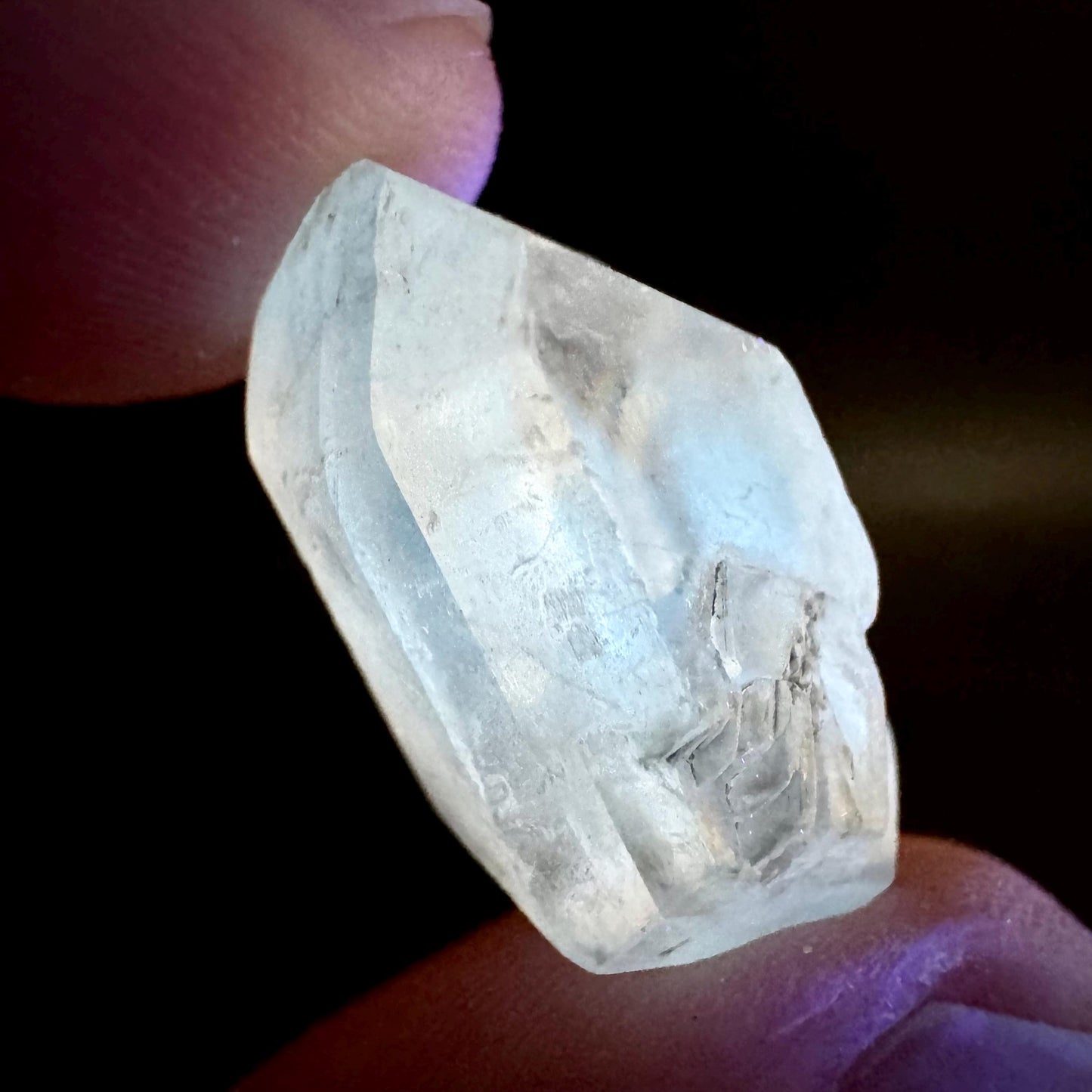 Hourglass Selenite | Phosphorescent UV Reactive Gypsum Crystal from Canada