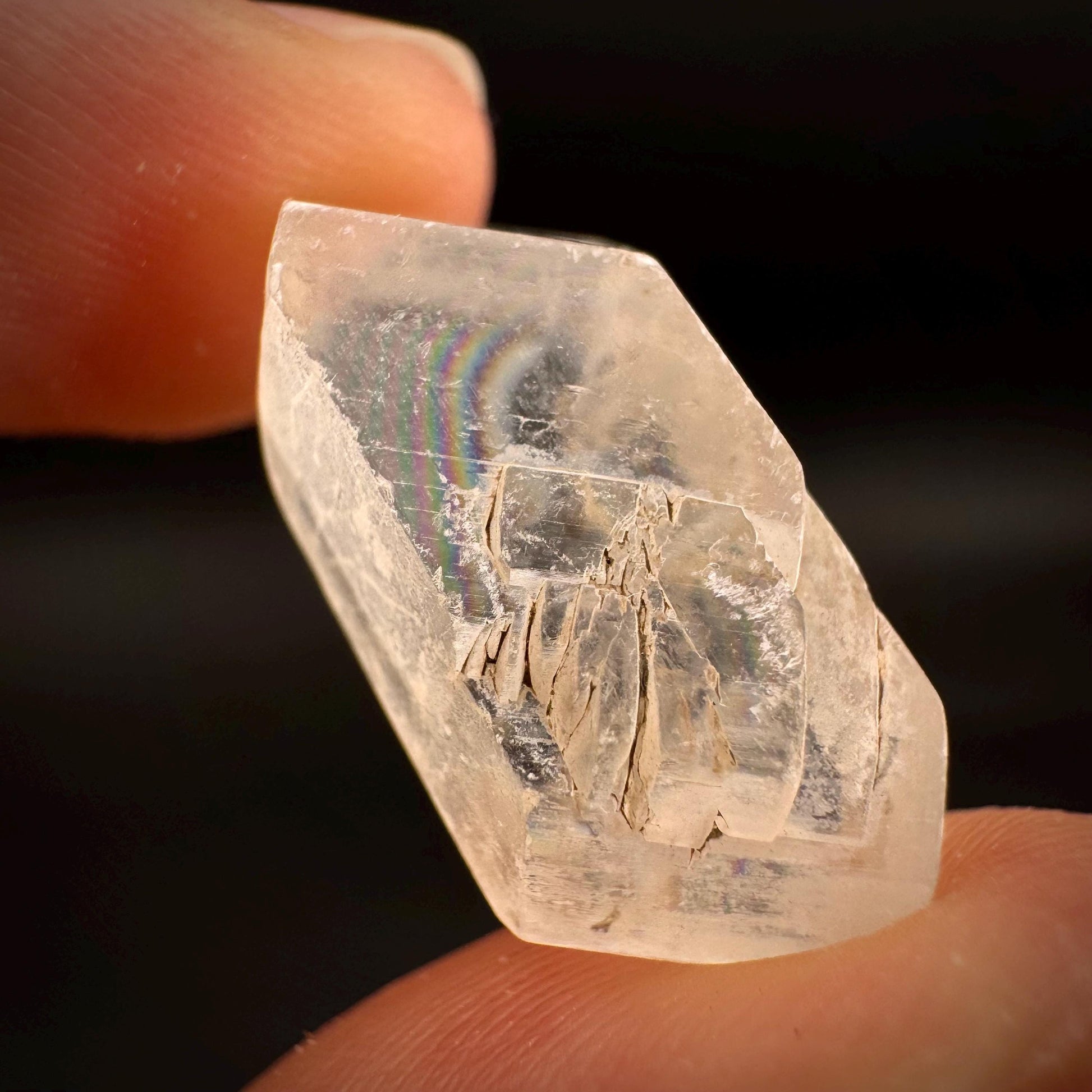 Hourglass Selenite | Phosphorescent UV Reactive Gypsum Crystal from Canada