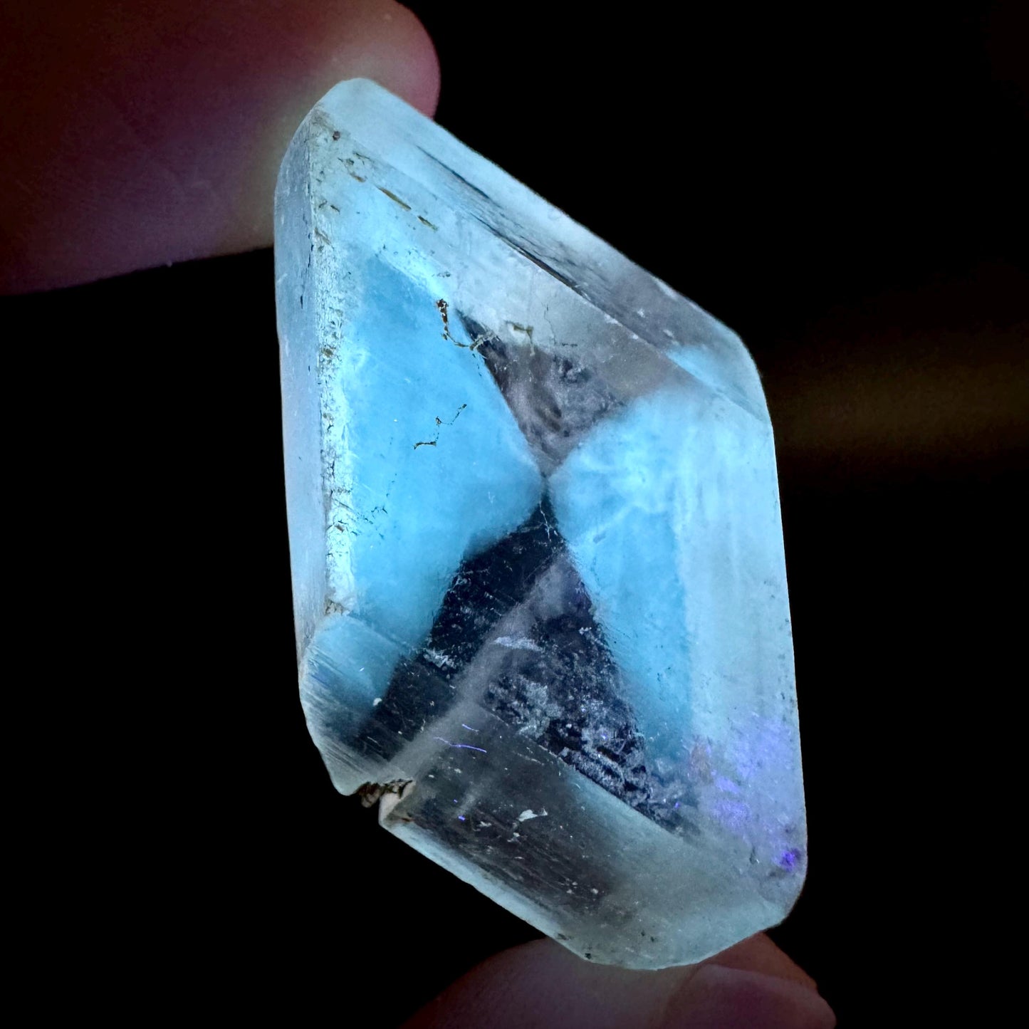 Hourglass Selenite | Phosphorescent UV Reactive Gypsum Crystal from Canada