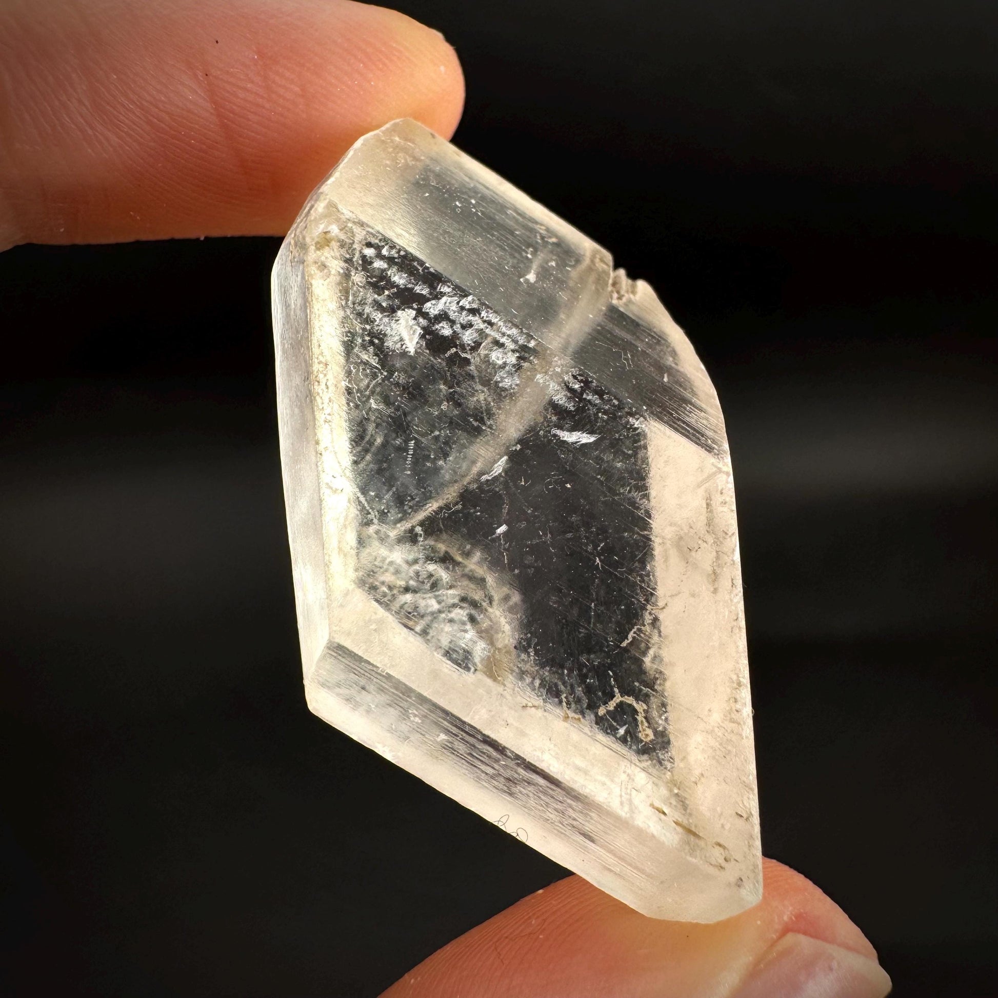 Hourglass Selenite | Phosphorescent UV Reactive Gypsum Crystal from Canada