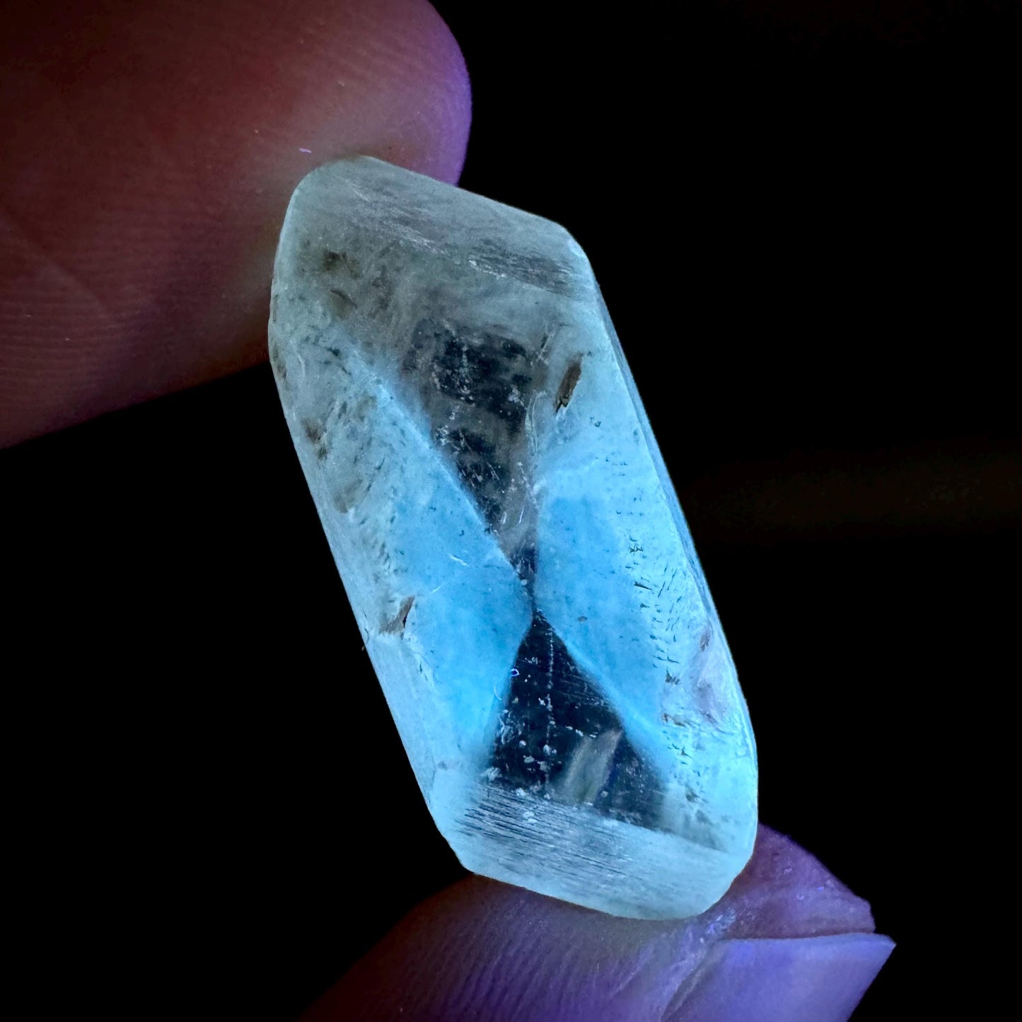 Hourglass Selenite | Phosphorescent UV Reactive Gypsum Crystal from Canada
