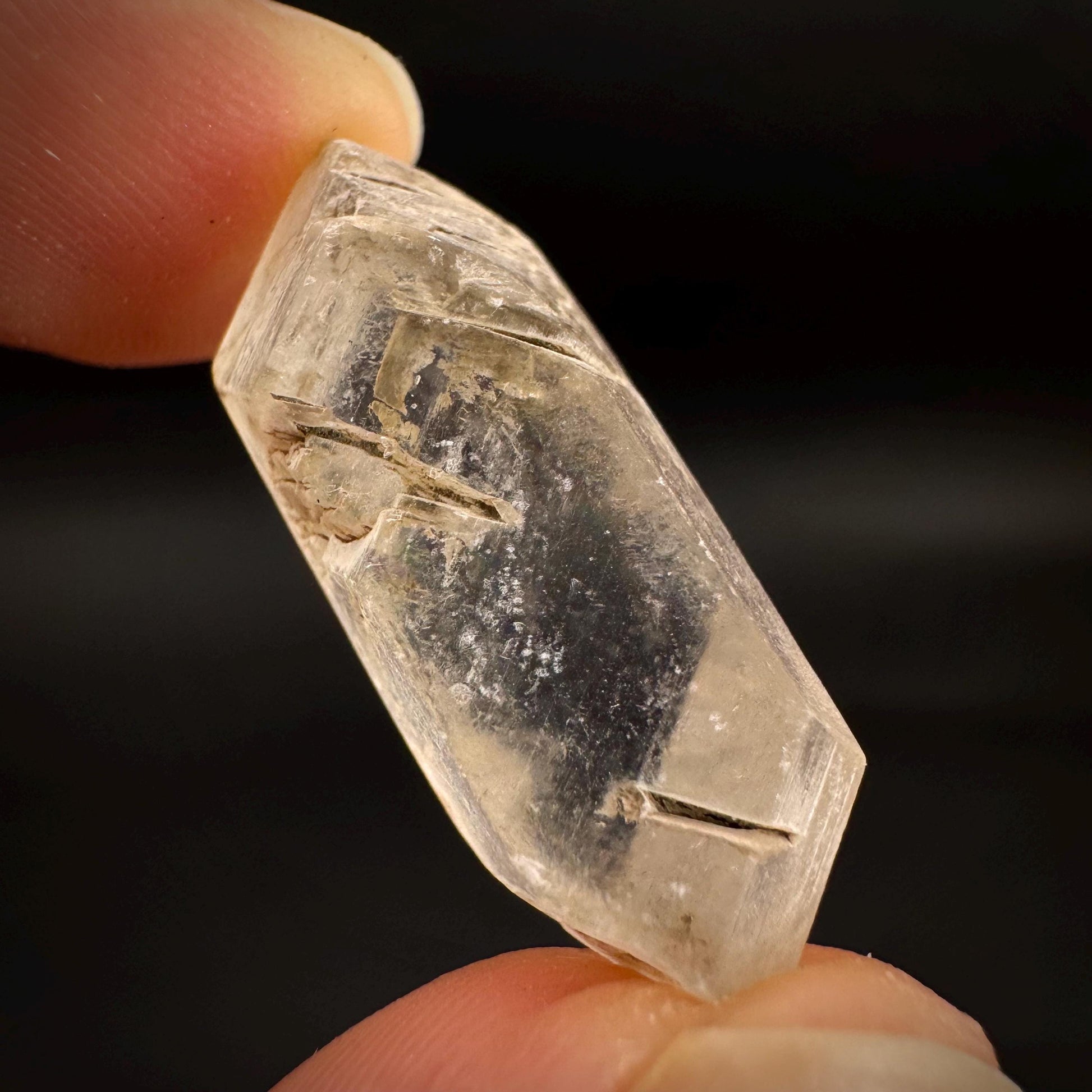 Hourglass Selenite | Phosphorescent UV Reactive Gypsum Crystal from Canada