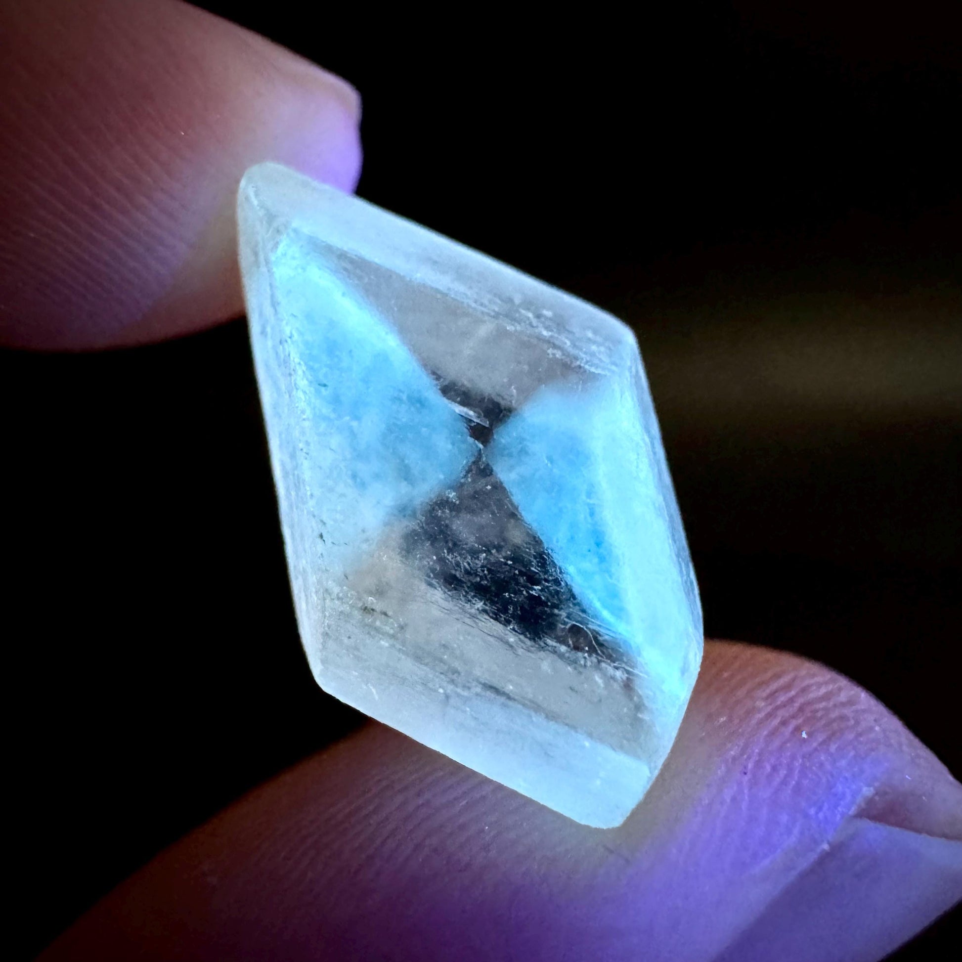 Hourglass Selenite | Phosphorescent UV Reactive Gypsum Crystal from Canada