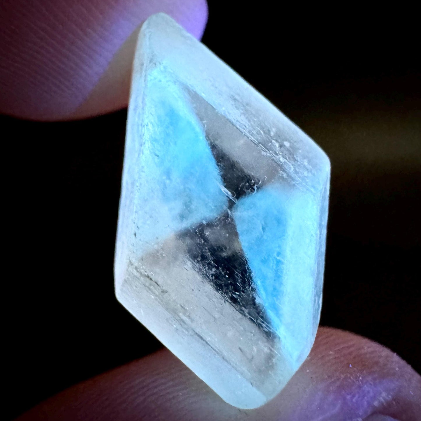 Hourglass Selenite | Phosphorescent UV Reactive Gypsum Crystal from Canada