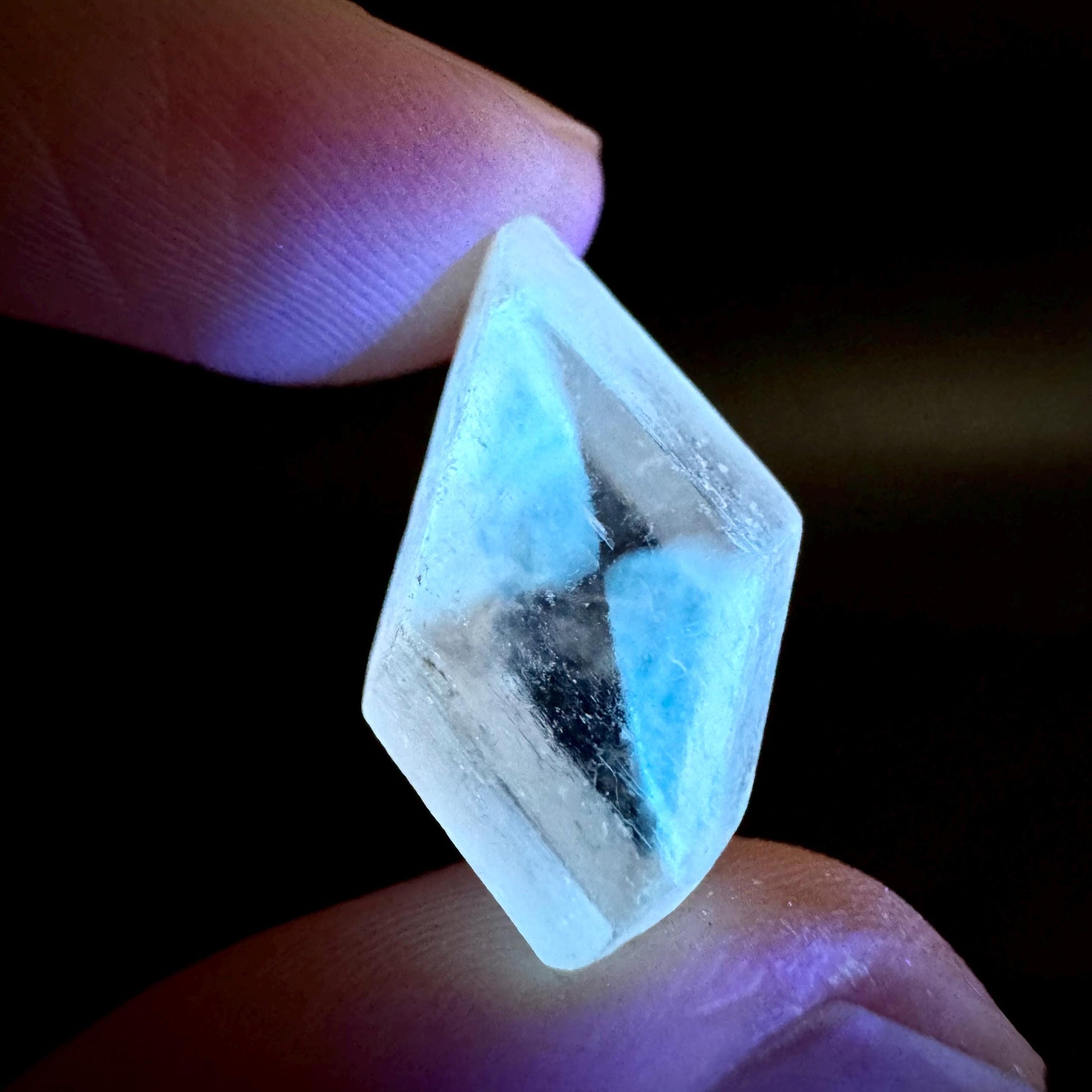 Hourglass Selenite | Phosphorescent UV Reactive Gypsum Crystal from Canada