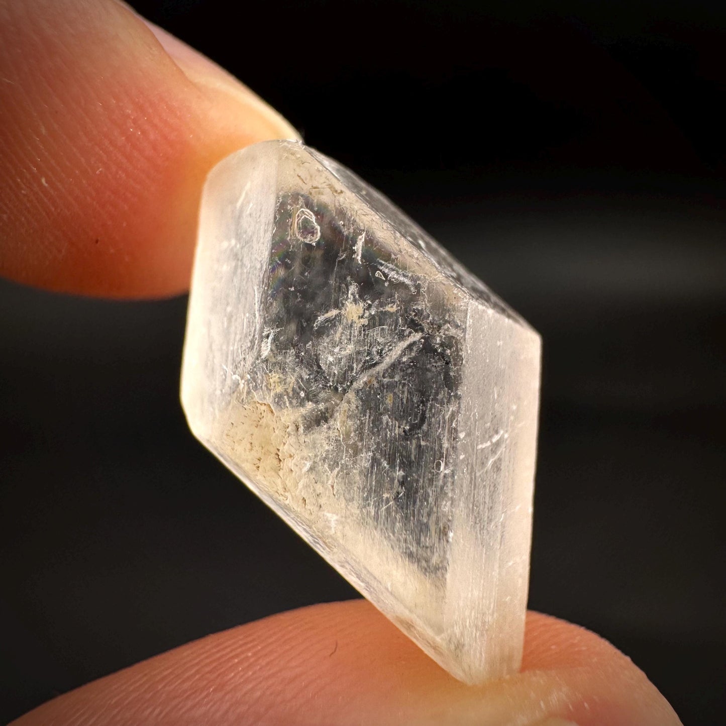 Hourglass Selenite | Phosphorescent UV Reactive Gypsum Crystal from Canada