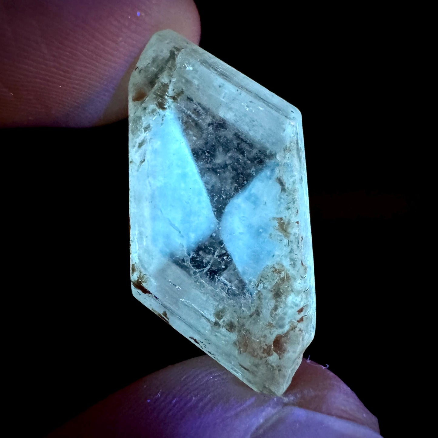 Hourglass Selenite | Phosphorescent UV Reactive Gypsum Crystal from Canada