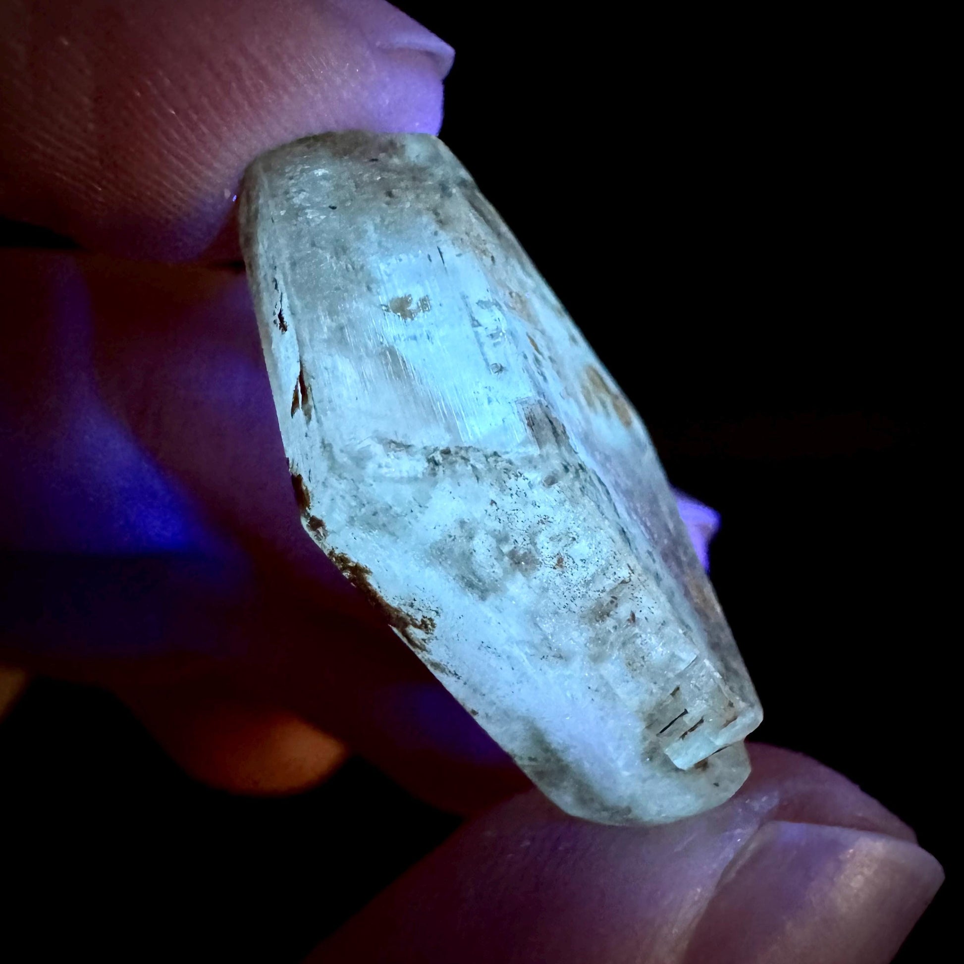 Hourglass Selenite | Phosphorescent UV Reactive Gypsum Crystal from Canada