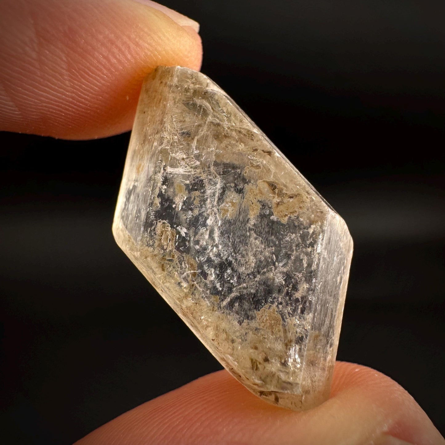 Hourglass Selenite | Phosphorescent UV Reactive Gypsum Crystal from Canada