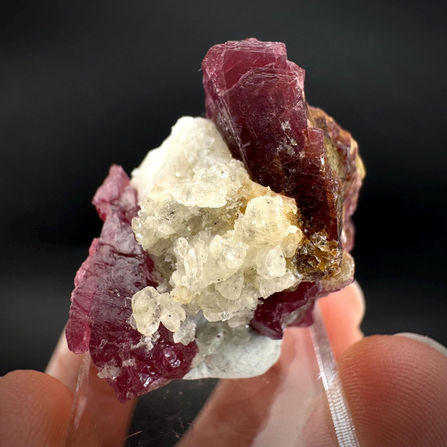 Spinel on Calcite Matrix | Natural red UV reactive crystal, mineral specimen from Afghanistan