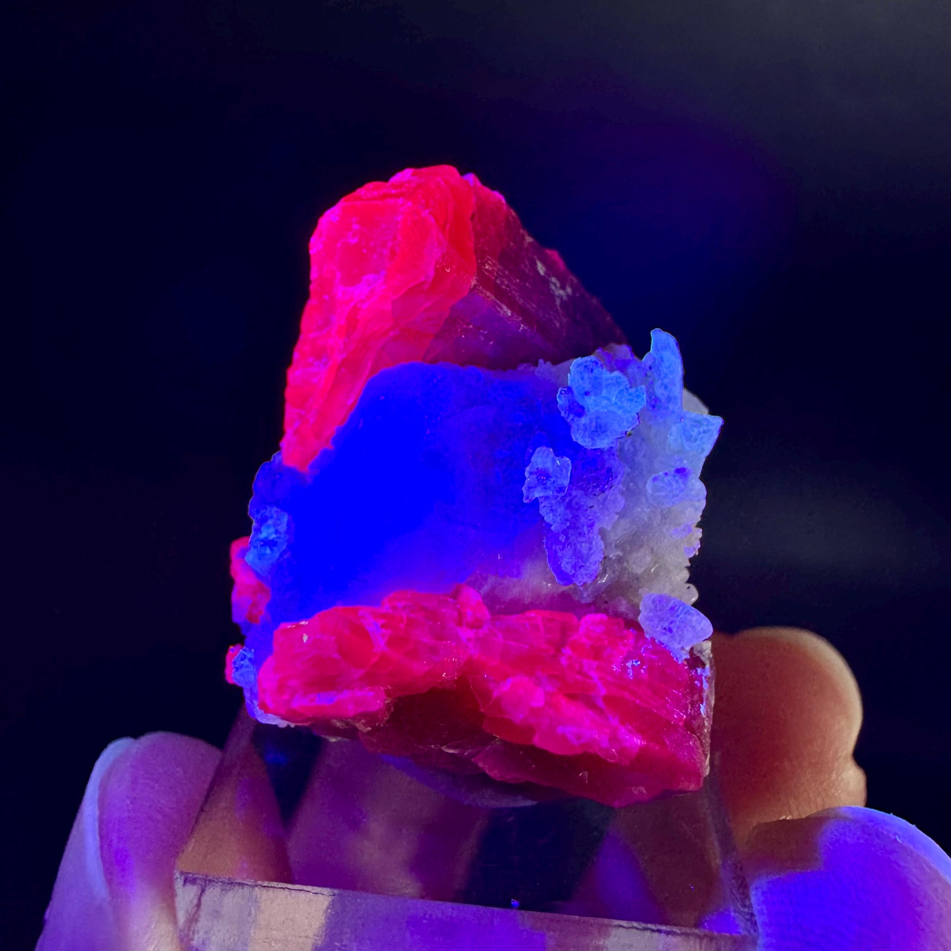 Spinel on Calcite Matrix | Natural red UV reactive crystal, mineral specimen from Afghanistan