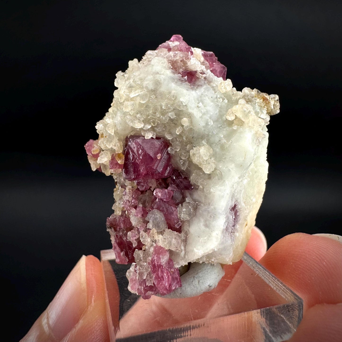 Spinel on Calcite Matrix | Natural red UV reactive crystal, mineral specimen from Afghanistan
