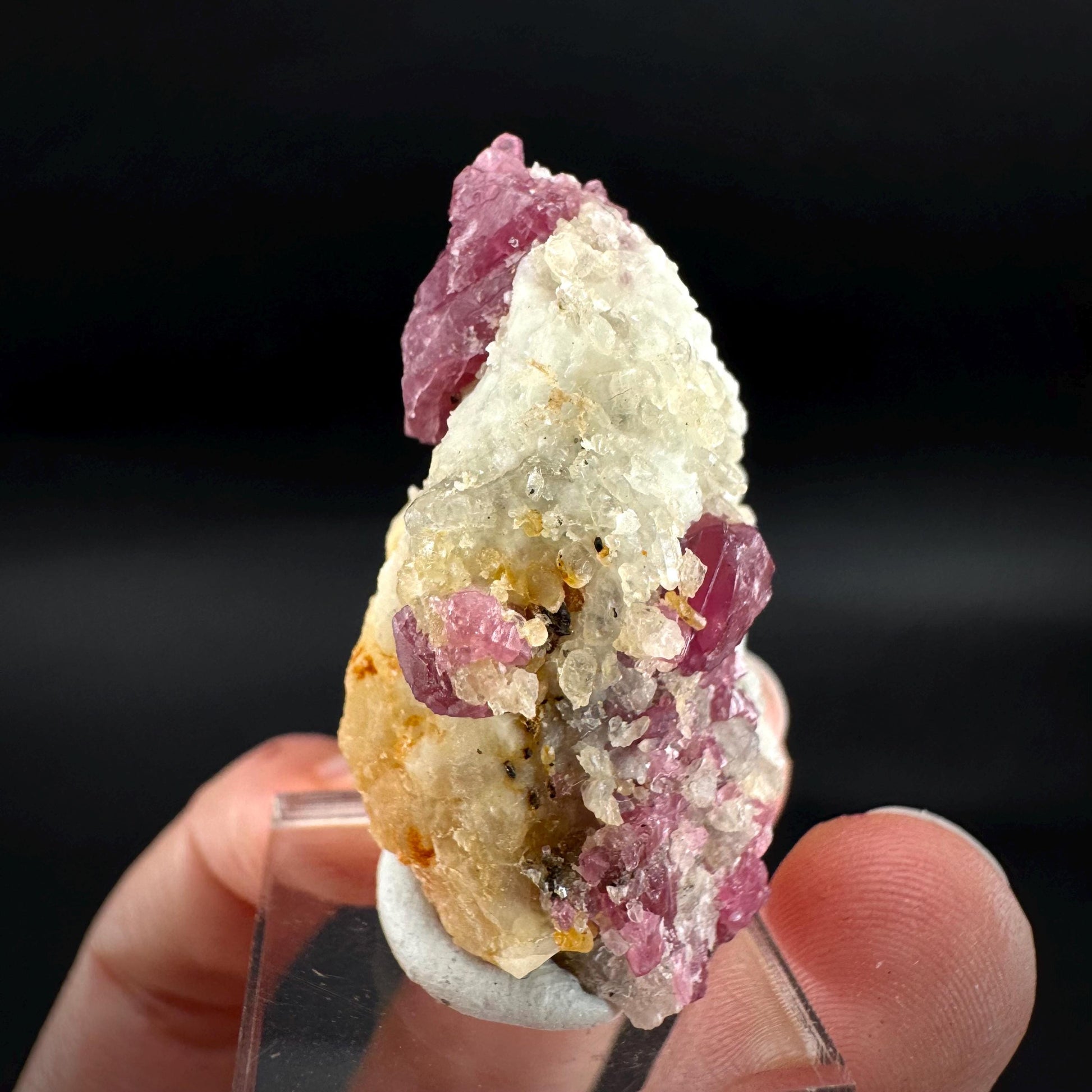 Spinel on Calcite Matrix | Natural red UV reactive crystal, mineral specimen from Afghanistan