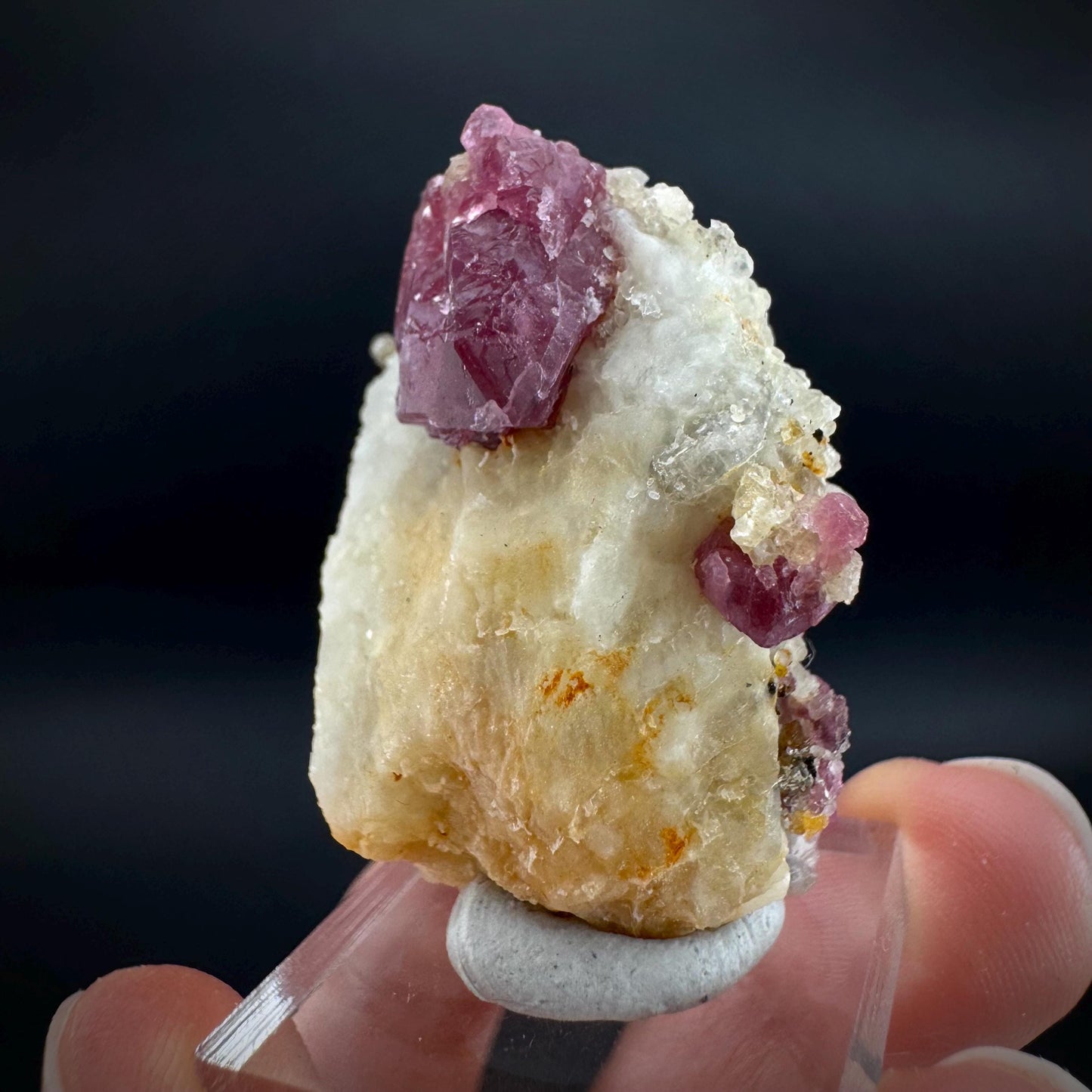 Spinel on Calcite Matrix | Natural red UV reactive crystal, mineral specimen from Afghanistan