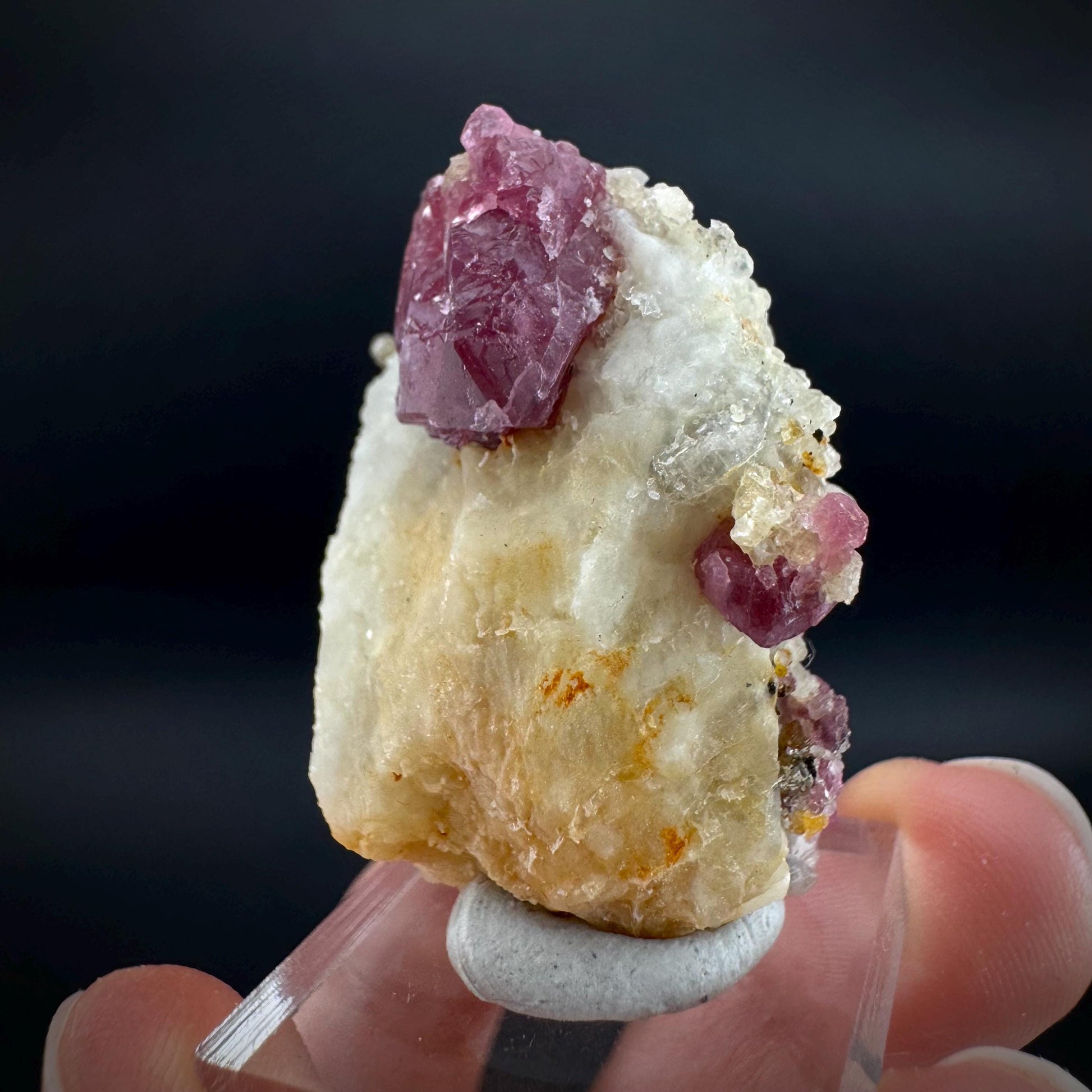 Spinel on Calcite Matrix | Natural red UV reactive crystal, mineral specimen from Afghanistan