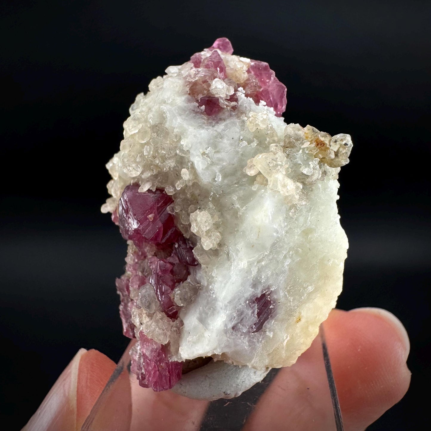 Spinel on Calcite Matrix | Natural red UV reactive crystal, mineral specimen from Afghanistan