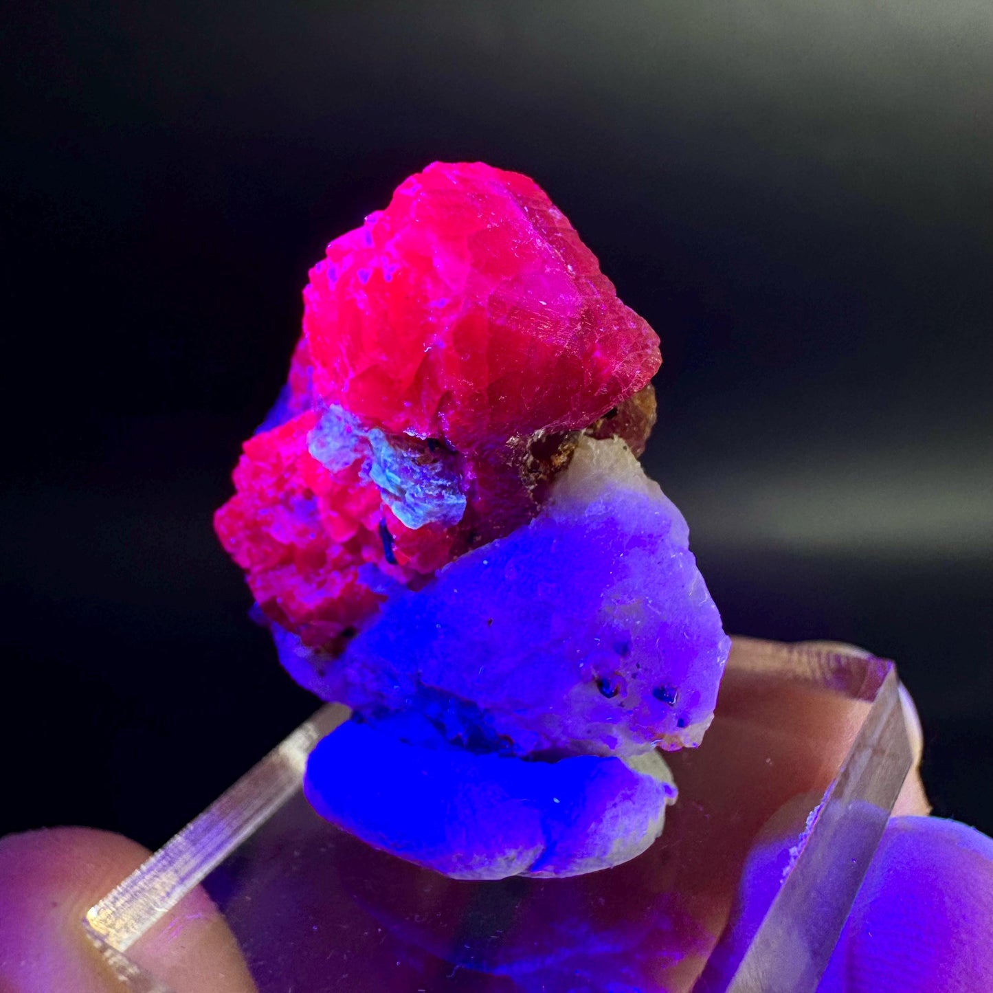 Spinel on Calcite Matrix | Natural red UV reactive crystal, mineral specimen from Afghanistan