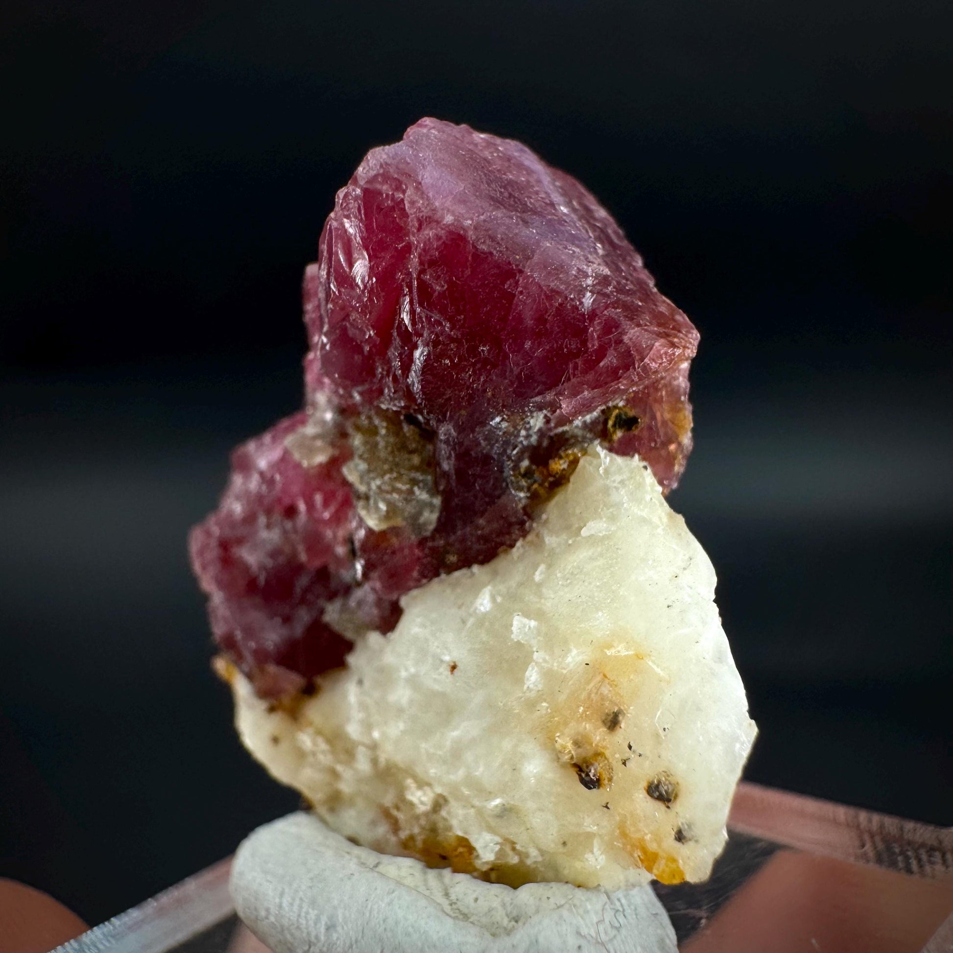 Spinel on Calcite Matrix | Natural red UV reactive crystal, mineral specimen from Afghanistan