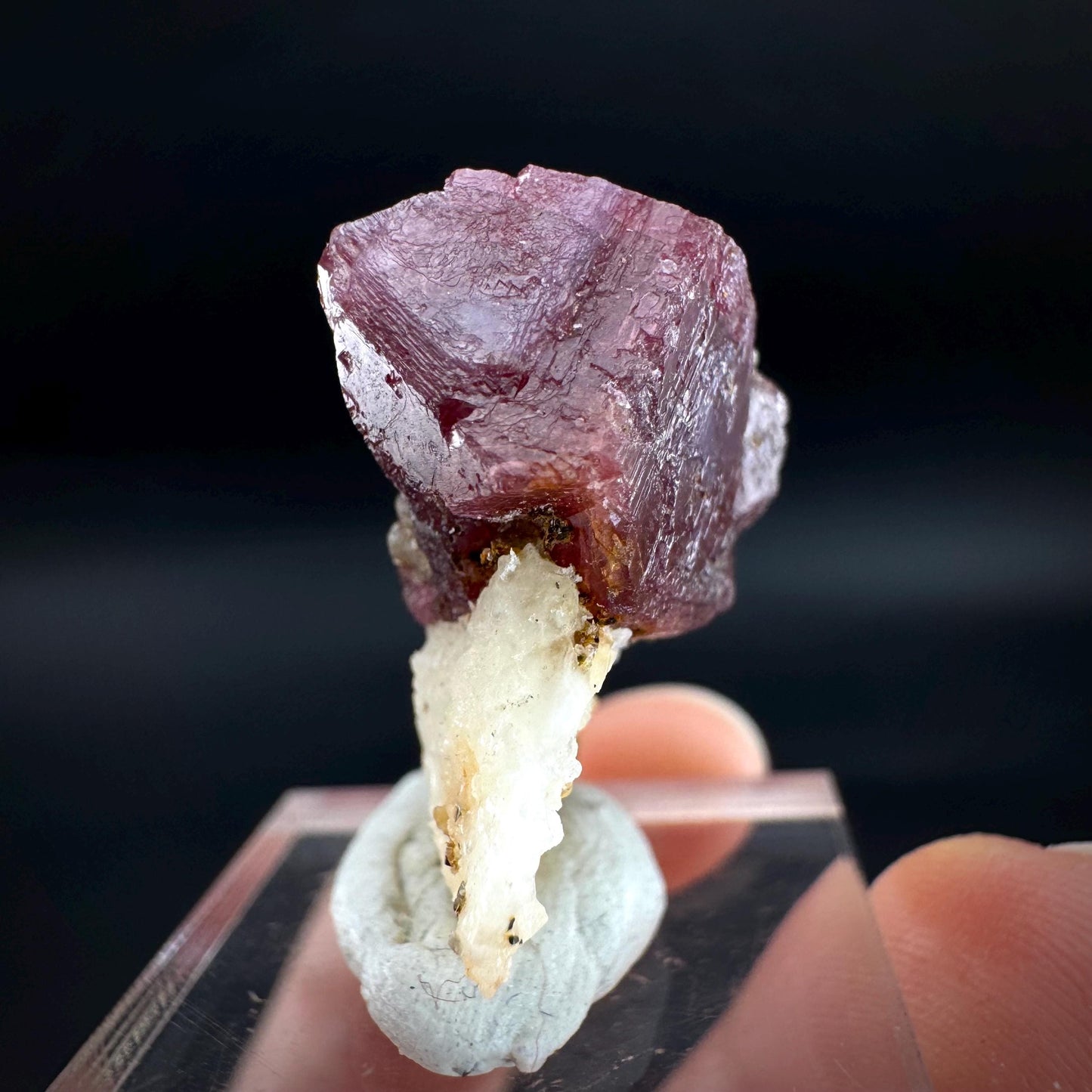 Spinel on Calcite Matrix | Natural red UV reactive crystal, mineral specimen from Afghanistan