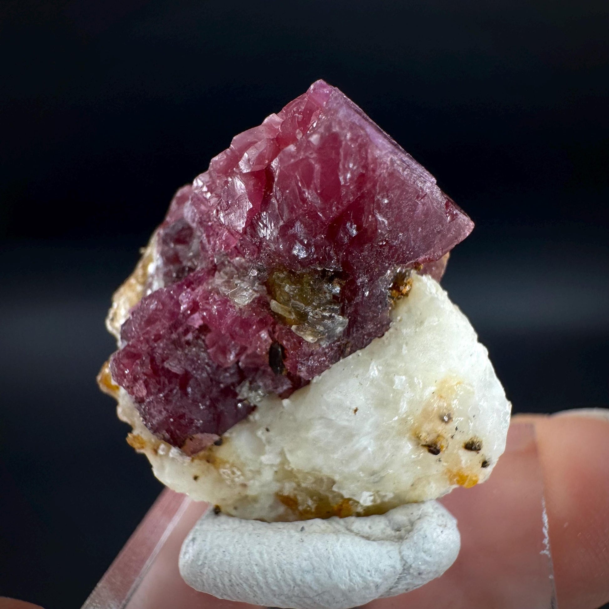 Spinel on Calcite Matrix | Natural red UV reactive crystal, mineral specimen from Afghanistan