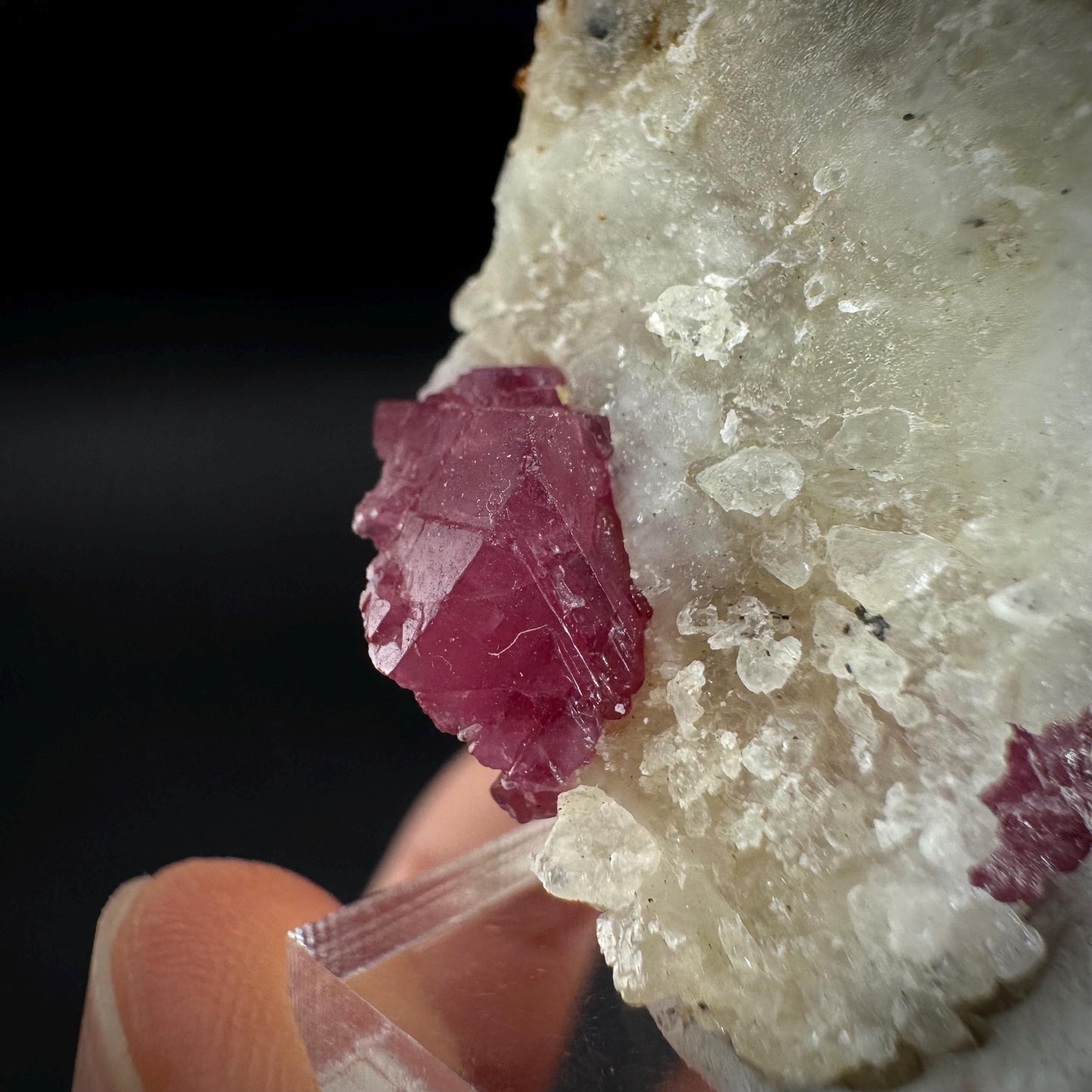 Spinel & Orange Titanite on Calcite Matrix | Natural red UV reactive crystal, mineral specimen from Afghanistan