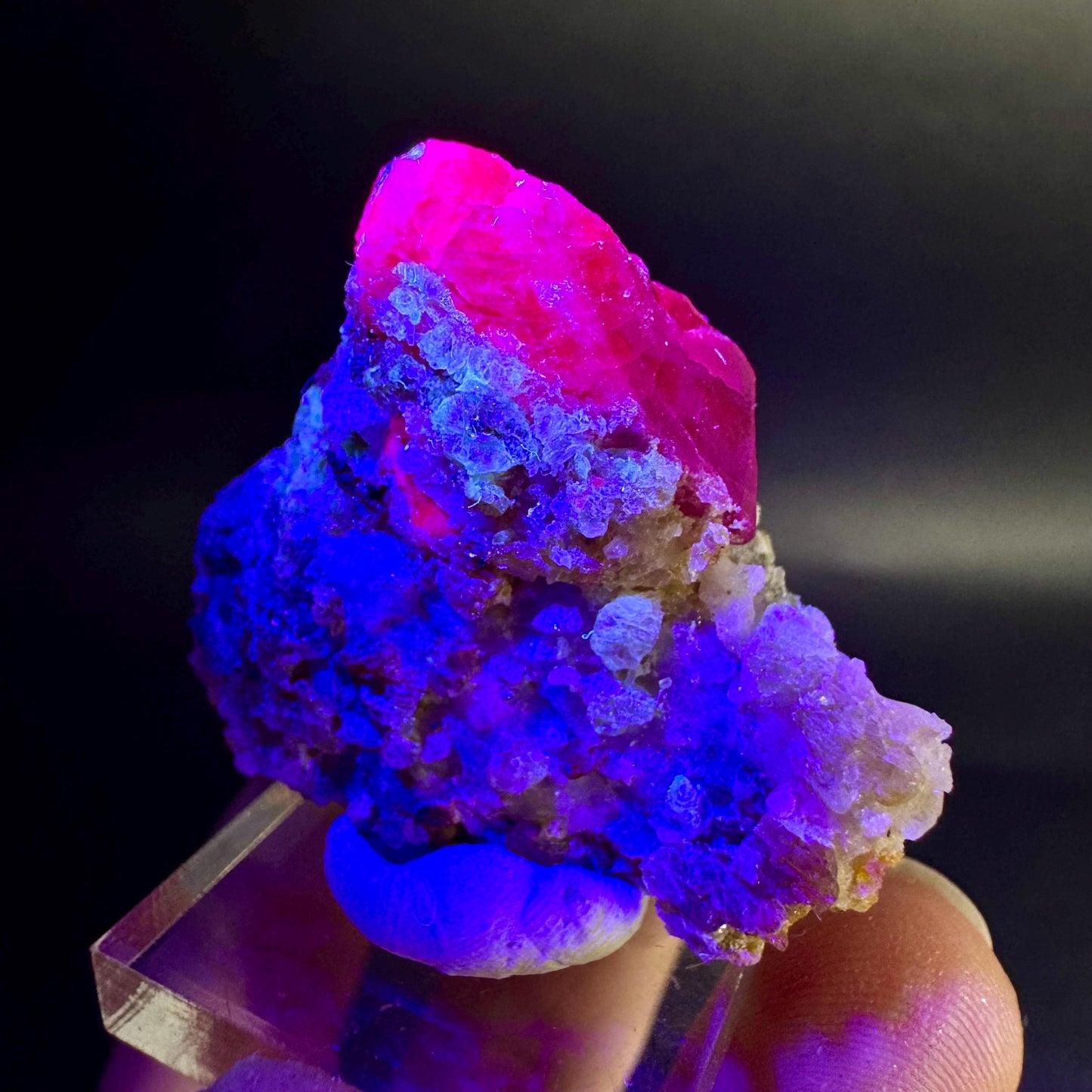 Spinel on Calcite Matrix | Natural red UV reactive crystal, mineral specimen from Afghanistan