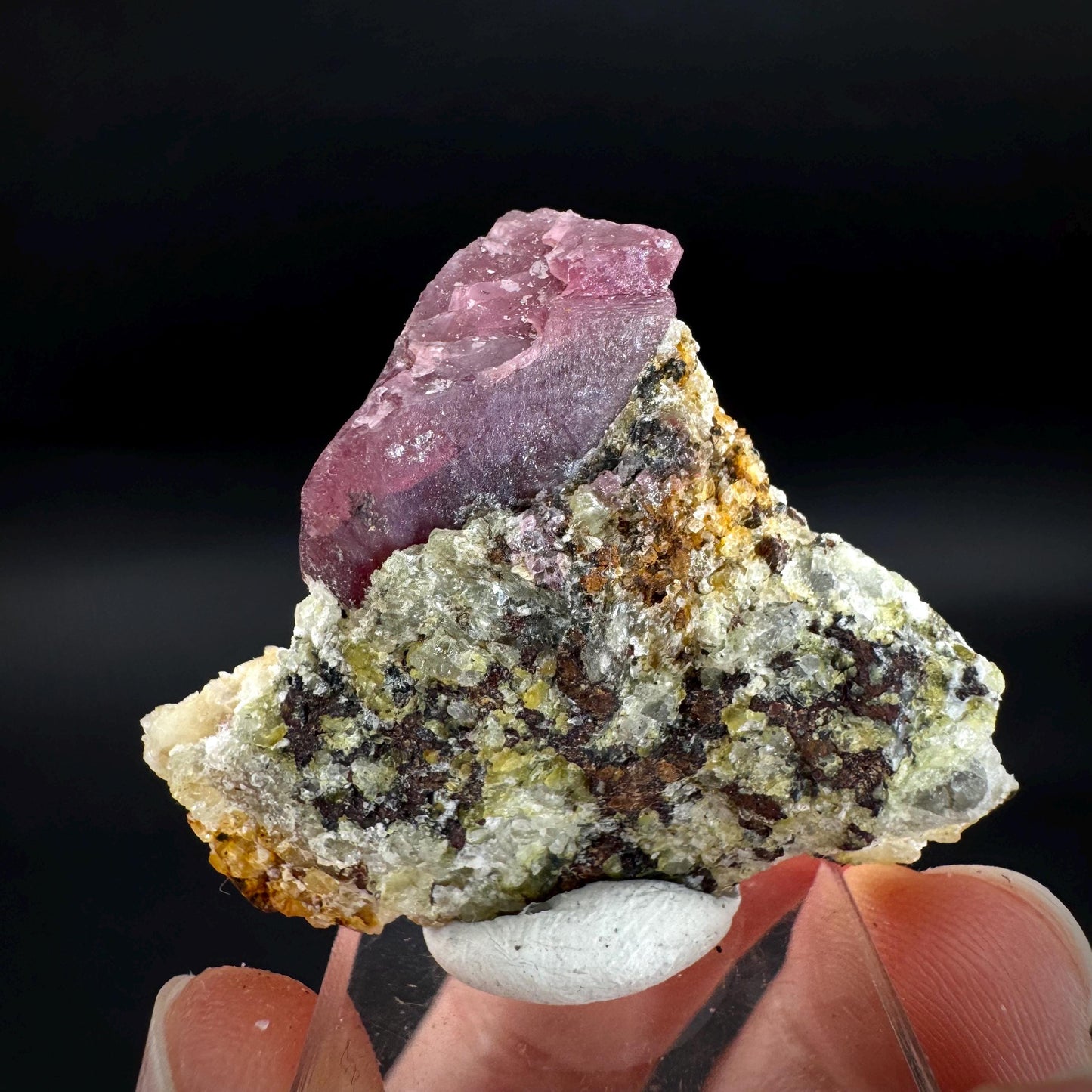 Spinel on Calcite Matrix | Natural red UV reactive crystal, mineral specimen from Afghanistan