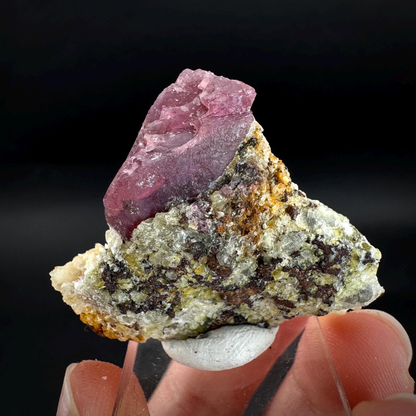 Spinel on Calcite Matrix | Natural red UV reactive crystal, mineral specimen from Afghanistan