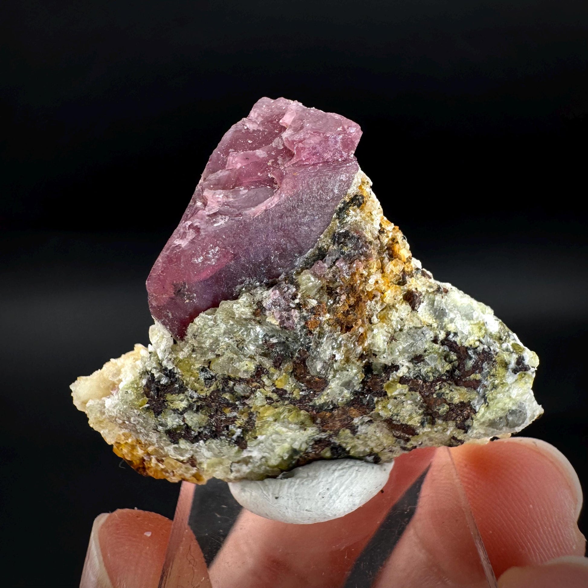 Spinel on Calcite Matrix | Natural red UV reactive crystal, mineral specimen from Afghanistan
