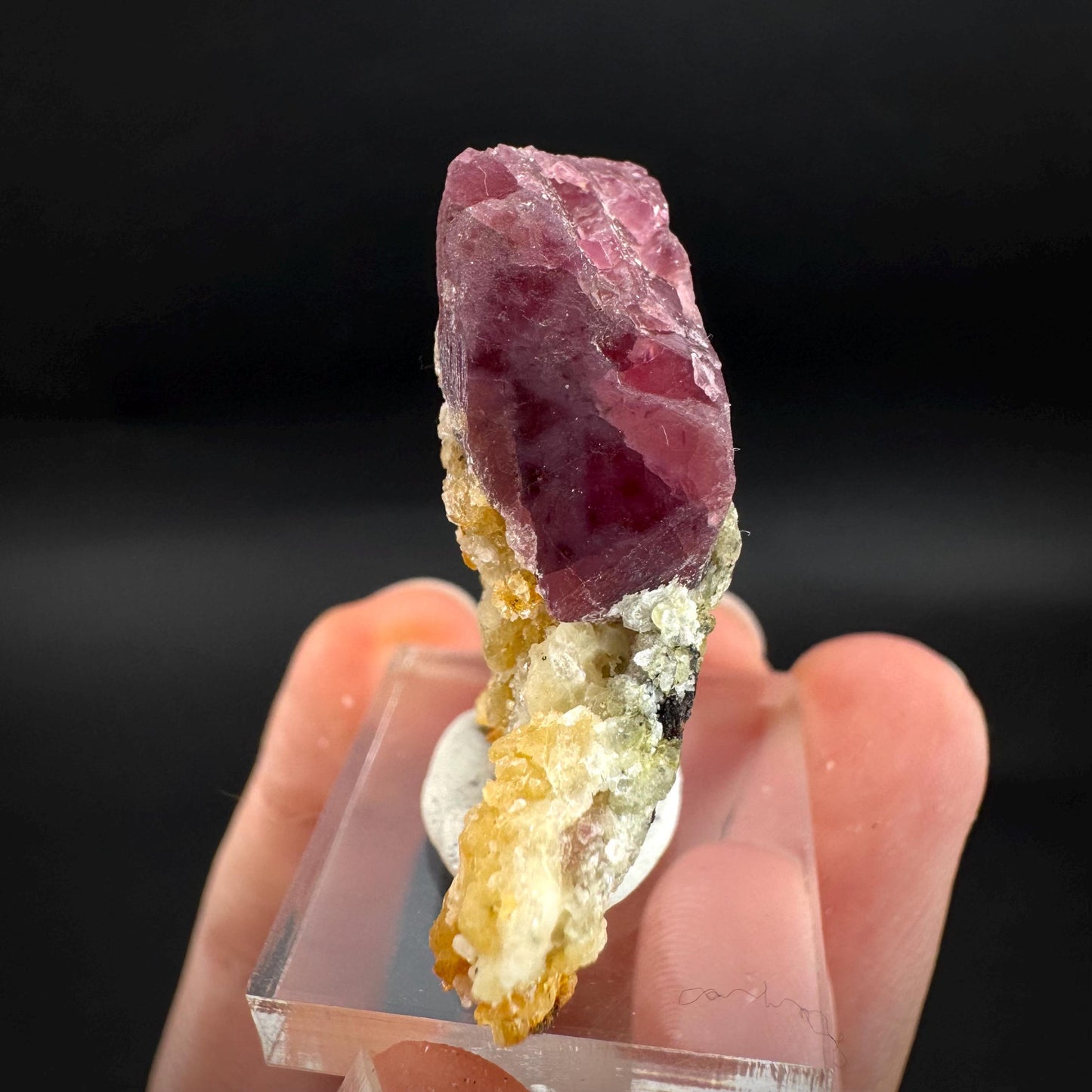 Spinel on Calcite Matrix | Natural red UV reactive crystal, mineral specimen from Afghanistan