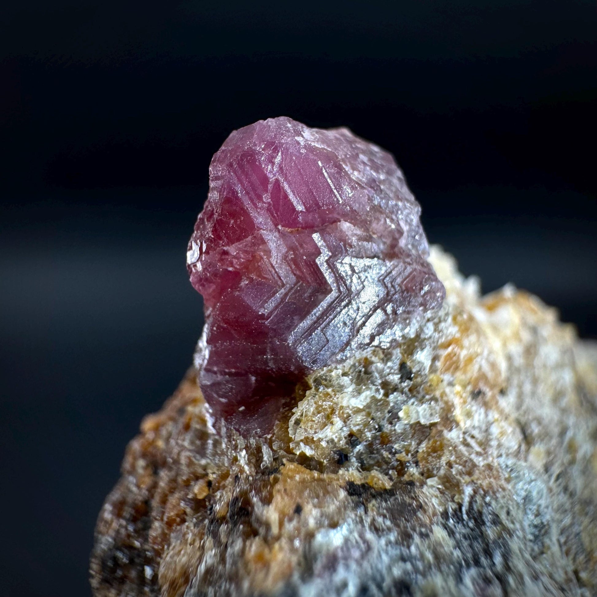 Spinel on Calcite Matrix | Natural red UV reactive crystal, mineral specimen from Afghanistan