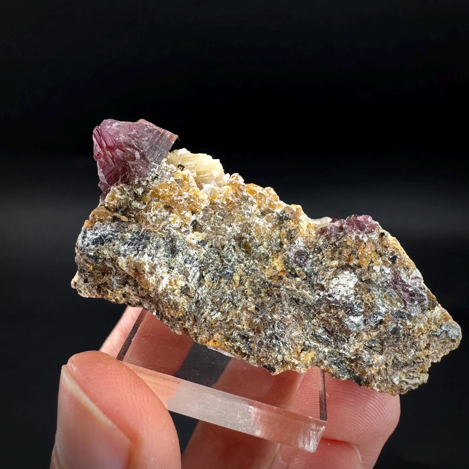 Spinel on Calcite Matrix | Natural red UV reactive crystal, mineral specimen from Afghanistan